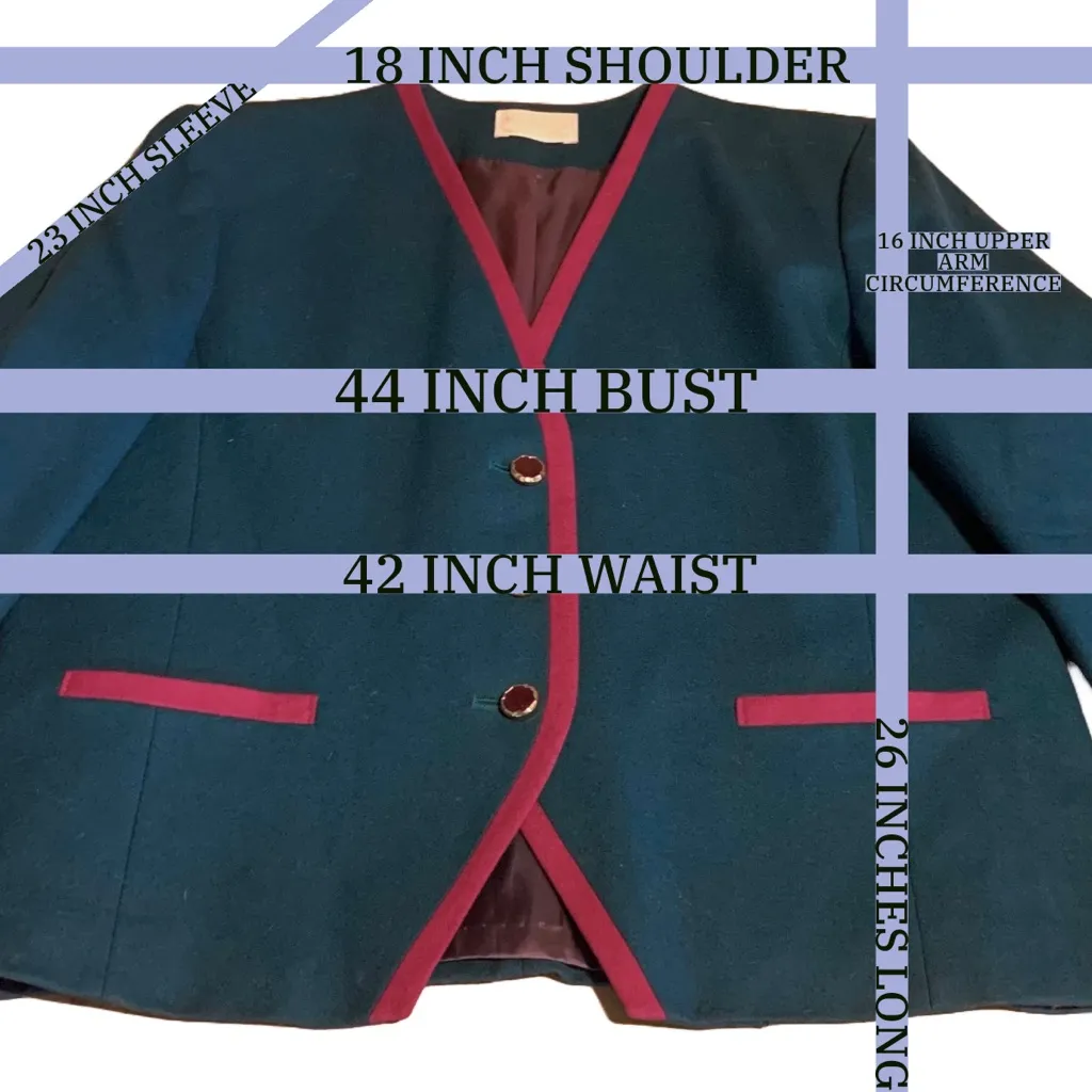 PENDLETON TEAL BLUE AND PINK VINTAGE 1980'S WOOL BLAZER (16) - Image 15