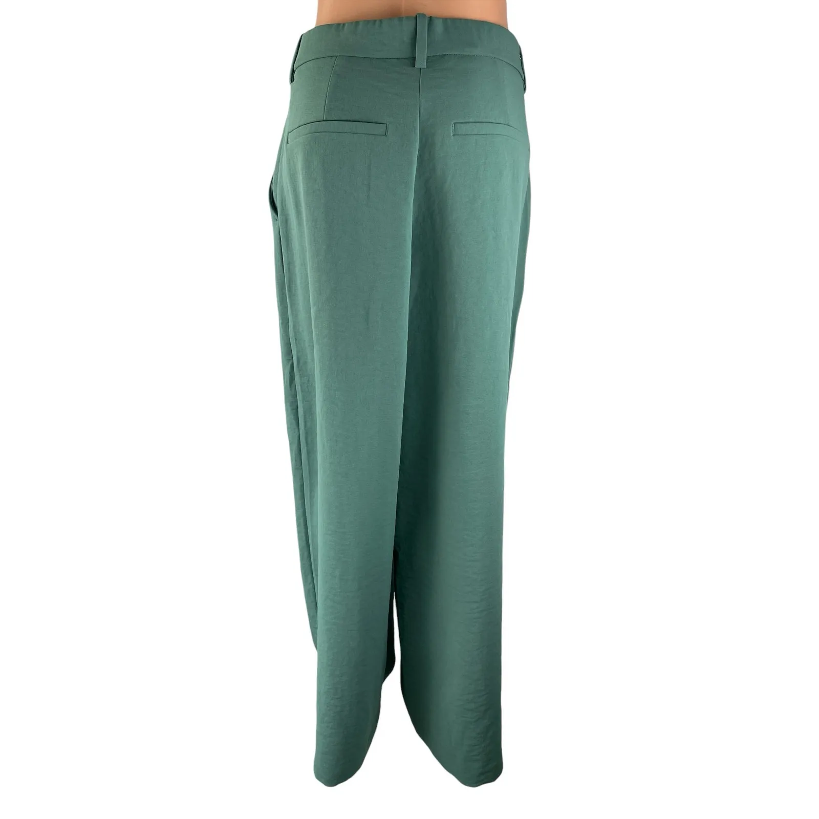 Abercrombie & Fitch Women's Green Pleated High Rise Wide Leg Dress Pants Size 30 - Image 2