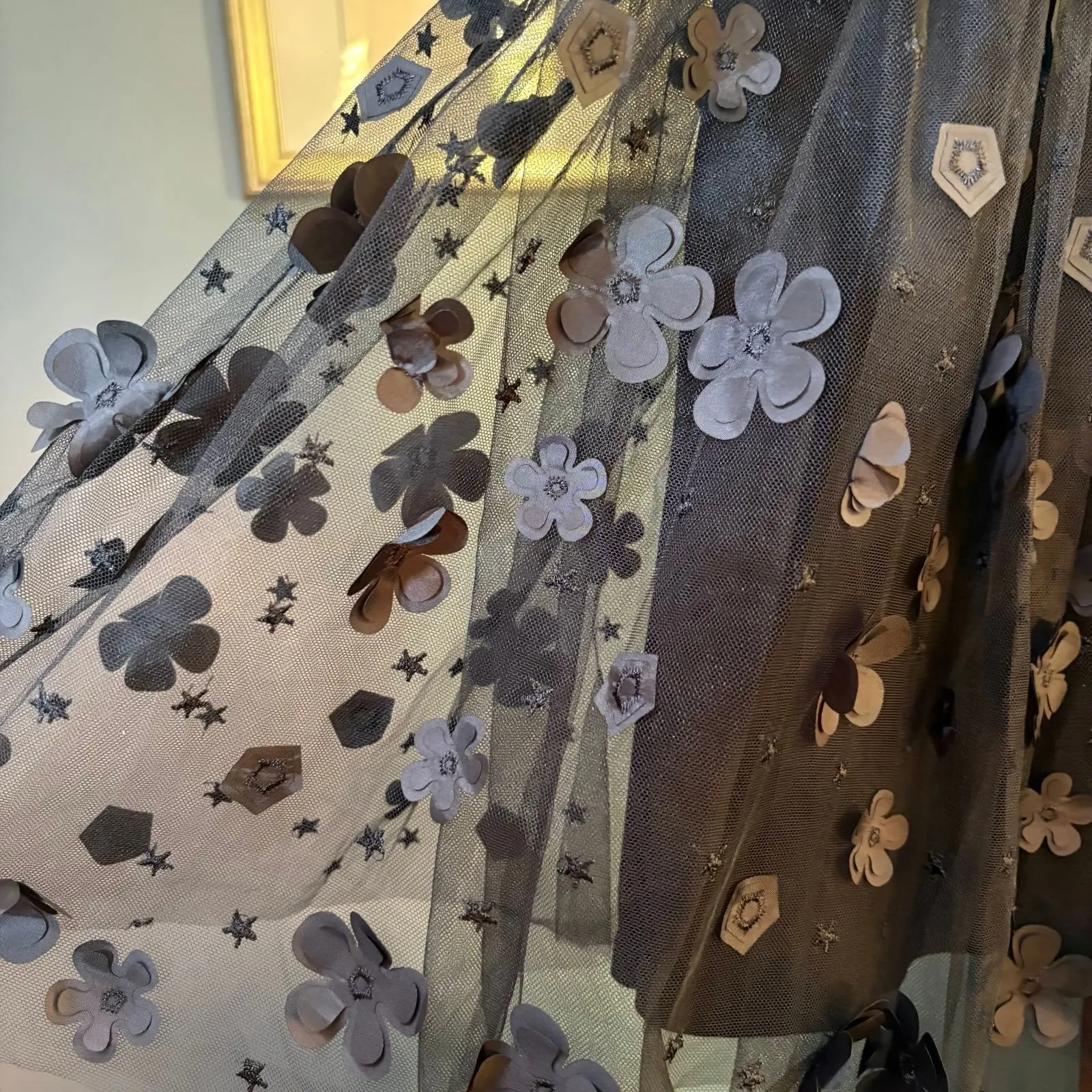 Altar'd State Trixxi Black Aurora 3D Floral Mesh +Tulle Baby Doll Dress size XS - Image 4