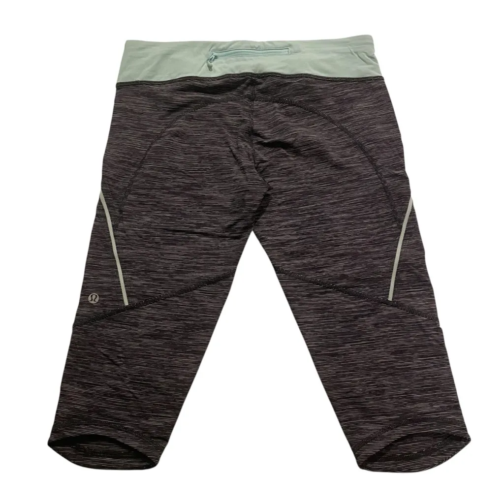 Lululemon Run Excel Crop Legging Women 8 Black Light Green Waistband Activewear - Image 13