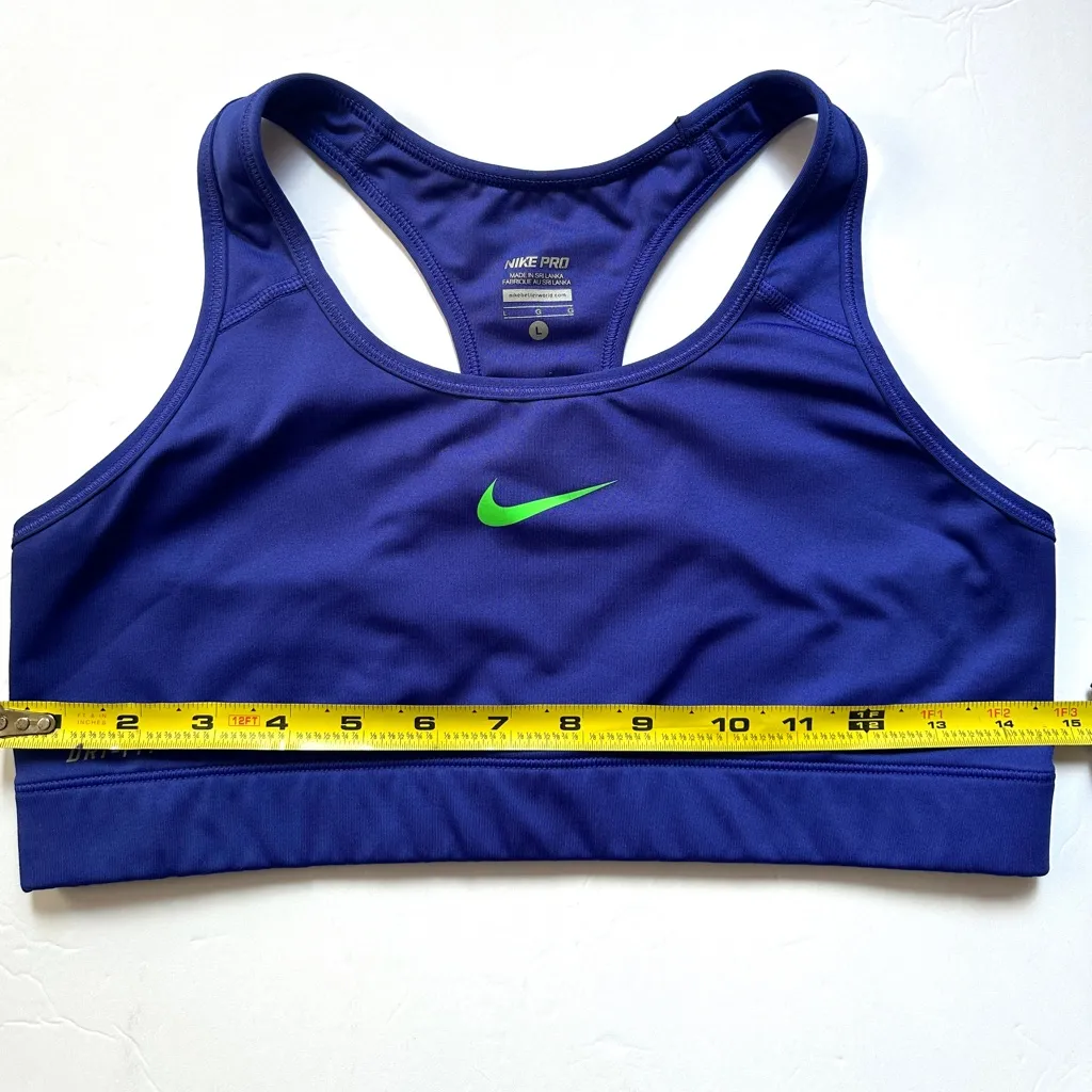 Nike Dri-FIT Sports Bra - Royal Blue and Lime - Image 4
