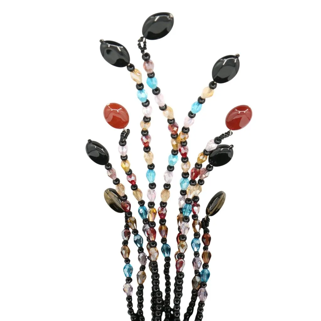 New Joan Rivers Starlet Style Beaded Flower Cluster Fringe Black Necklace 20" - Image 3