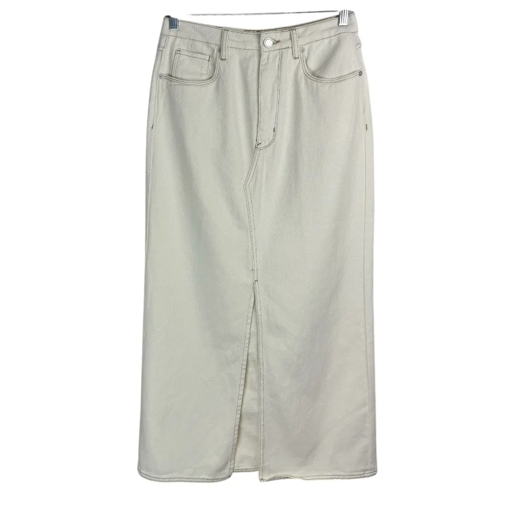 NWT Blank NYC Denim Maxi Slit Skirt Sz 27 Ecru Off White - Image 4