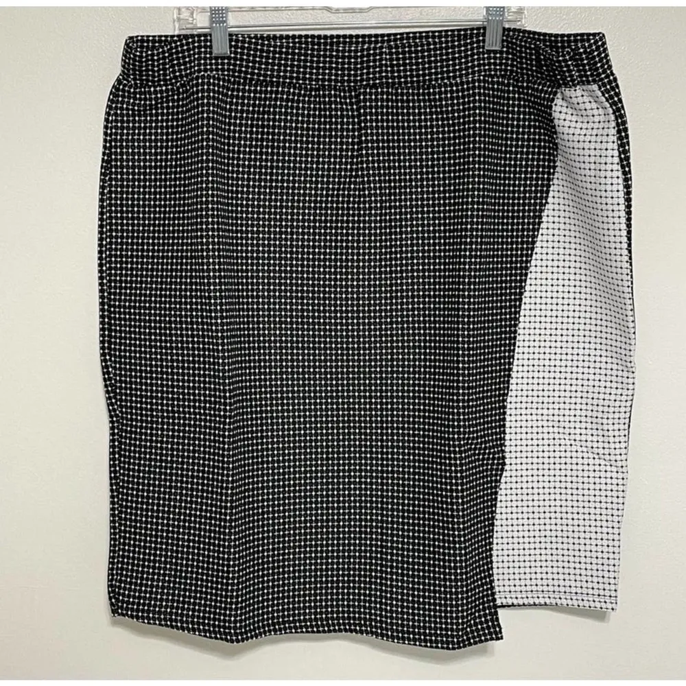 JESSICA LONDON Black and White Box Plaid Faux Wrap Skirt Size 18/20 NWT - Image 9