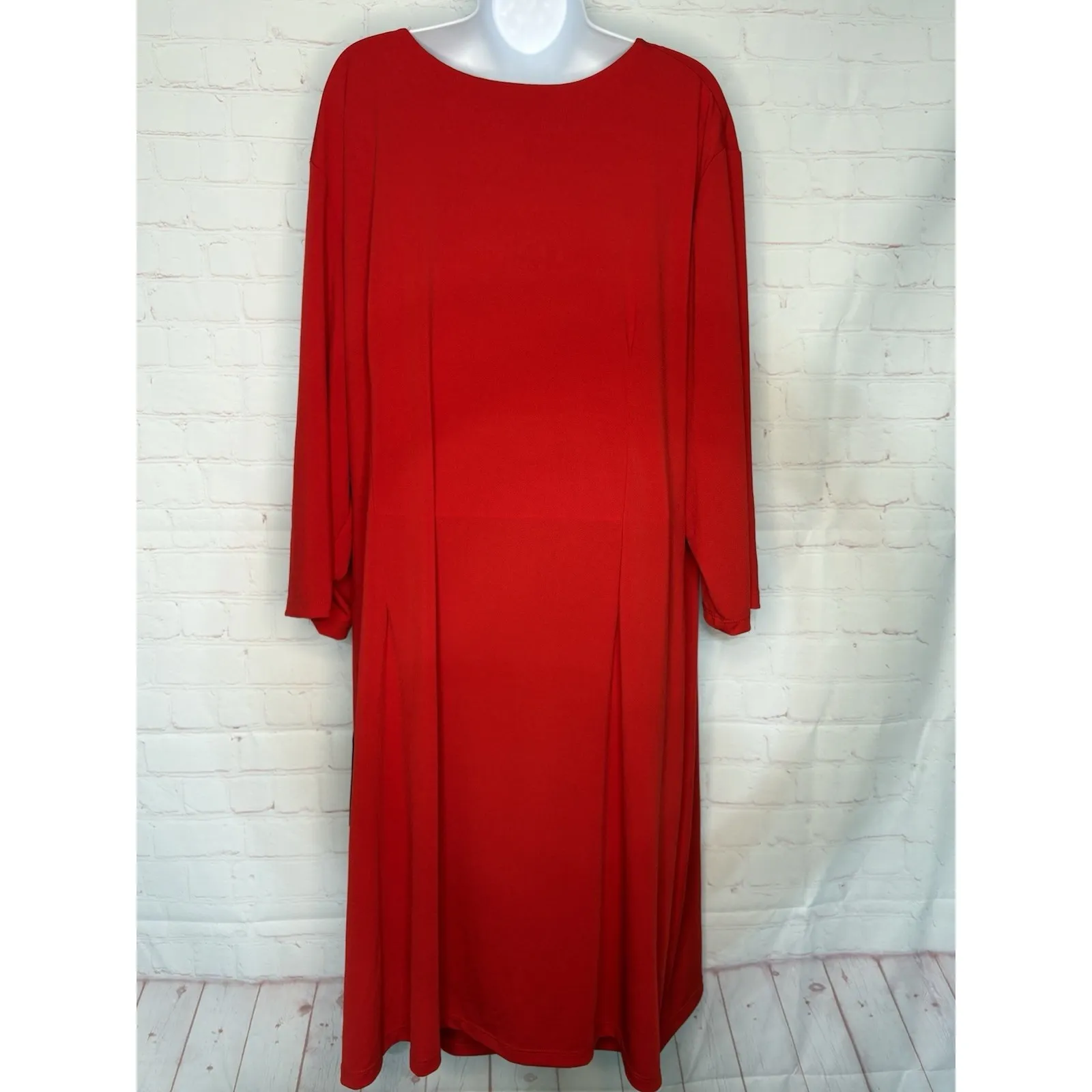 Avenue Red Plus Size 30/32 Mid Length Dress‎ NWT Draped V Neck Rhinestone Waist - Image 5