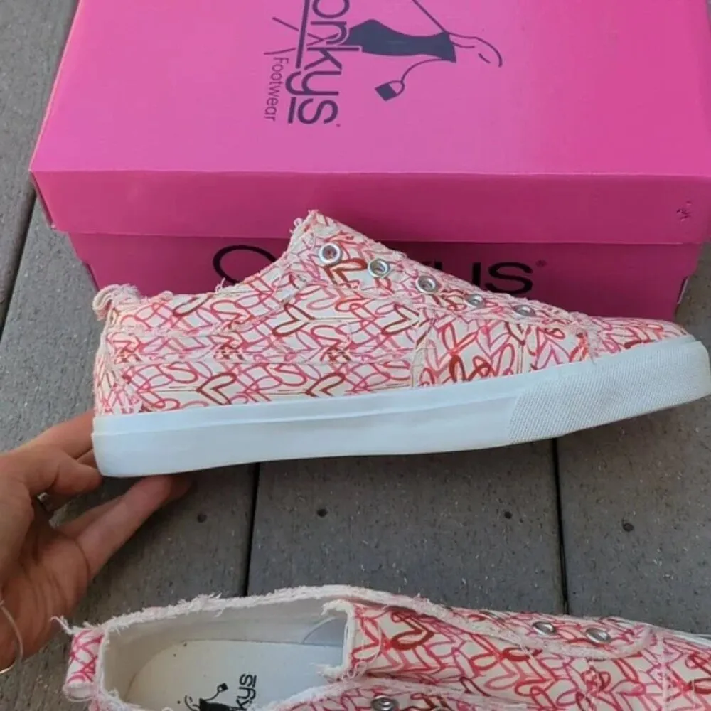 NWT Corky's Babalu Heart Print Slip On Sneakers Pink Size 8 - Image 10