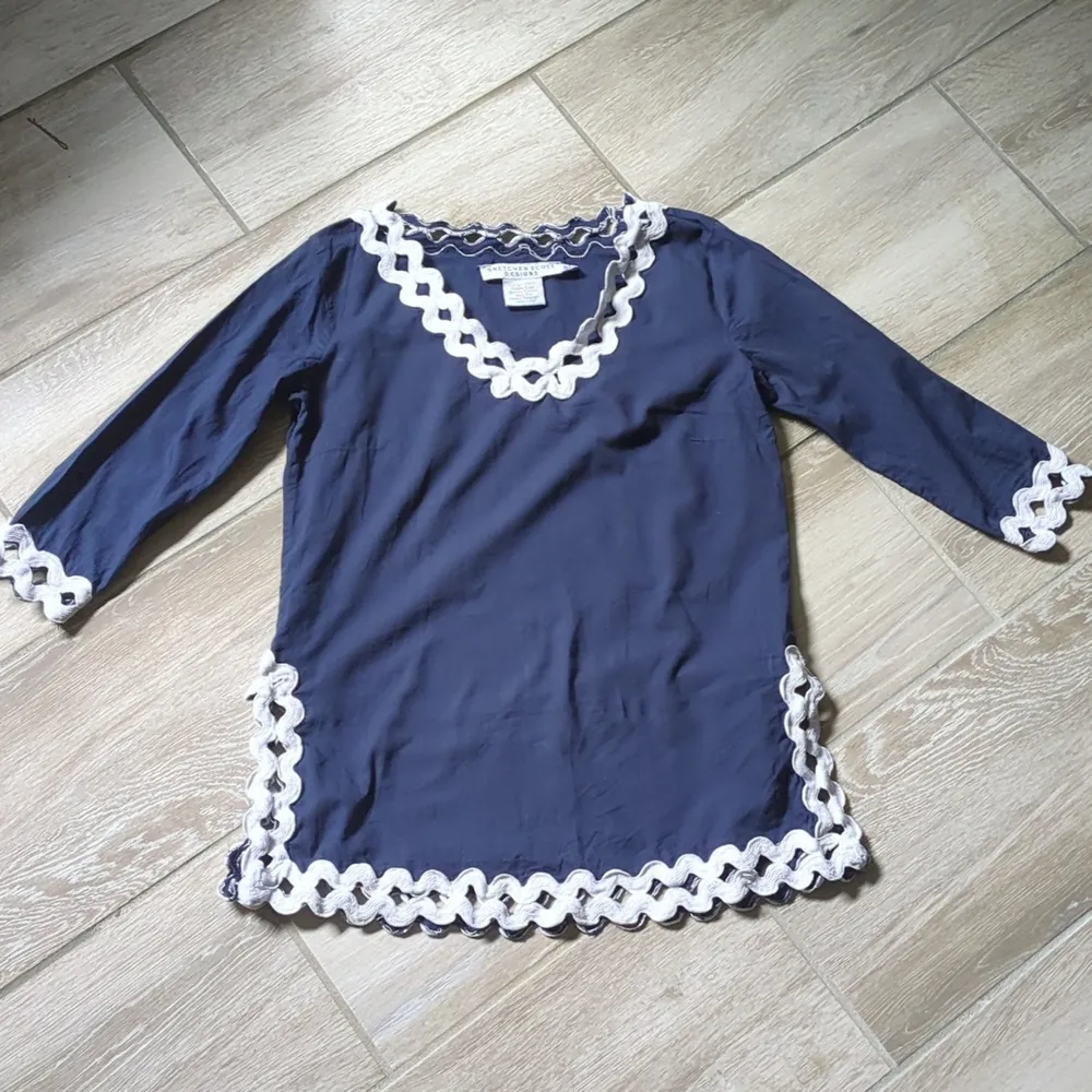 Gretchen Scott Designs 3/4 Sleeve Ric Rac Trim Tunic Shirt - Image 5