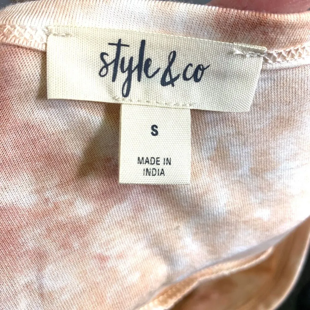 Style and Co Womens T Shirt Top Tie Dye Capped Sleeve Pullover Lightweight Small - Image 12