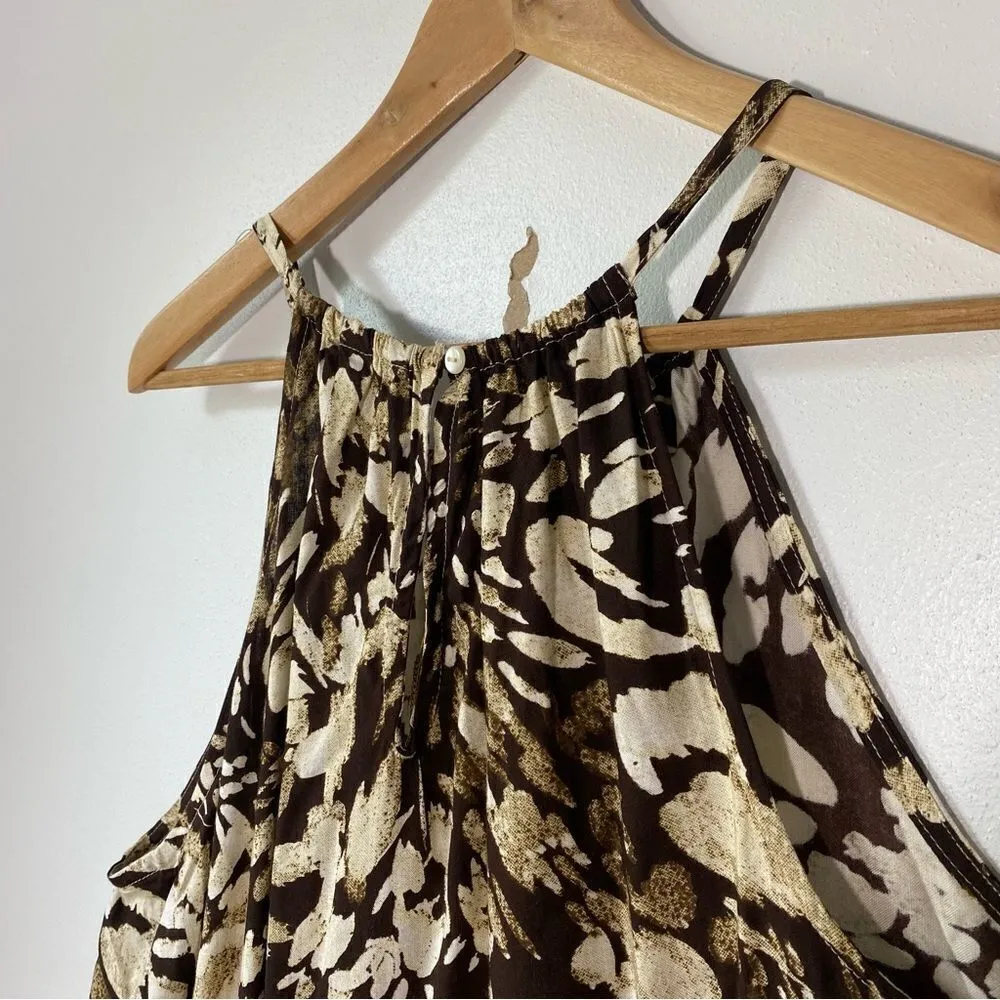 Mille Gabrielle Hi Low Midi Length Lightweight Unlined Brown Print 2X Halter Brown - Image 6