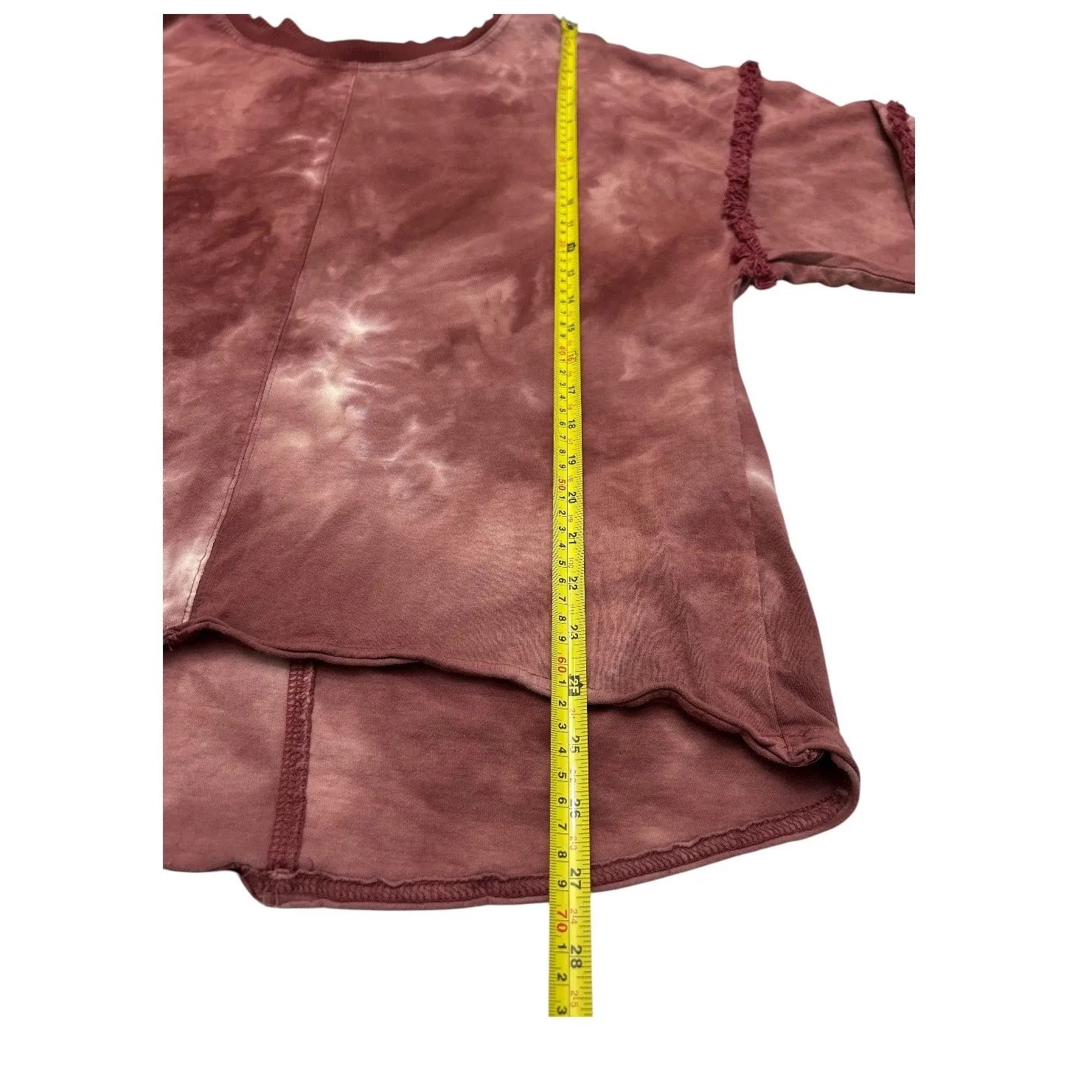 Umgee Tie Dye Distressed Frayed Hem Long Sleeve Sweatshirt Top Womens M - Image 5