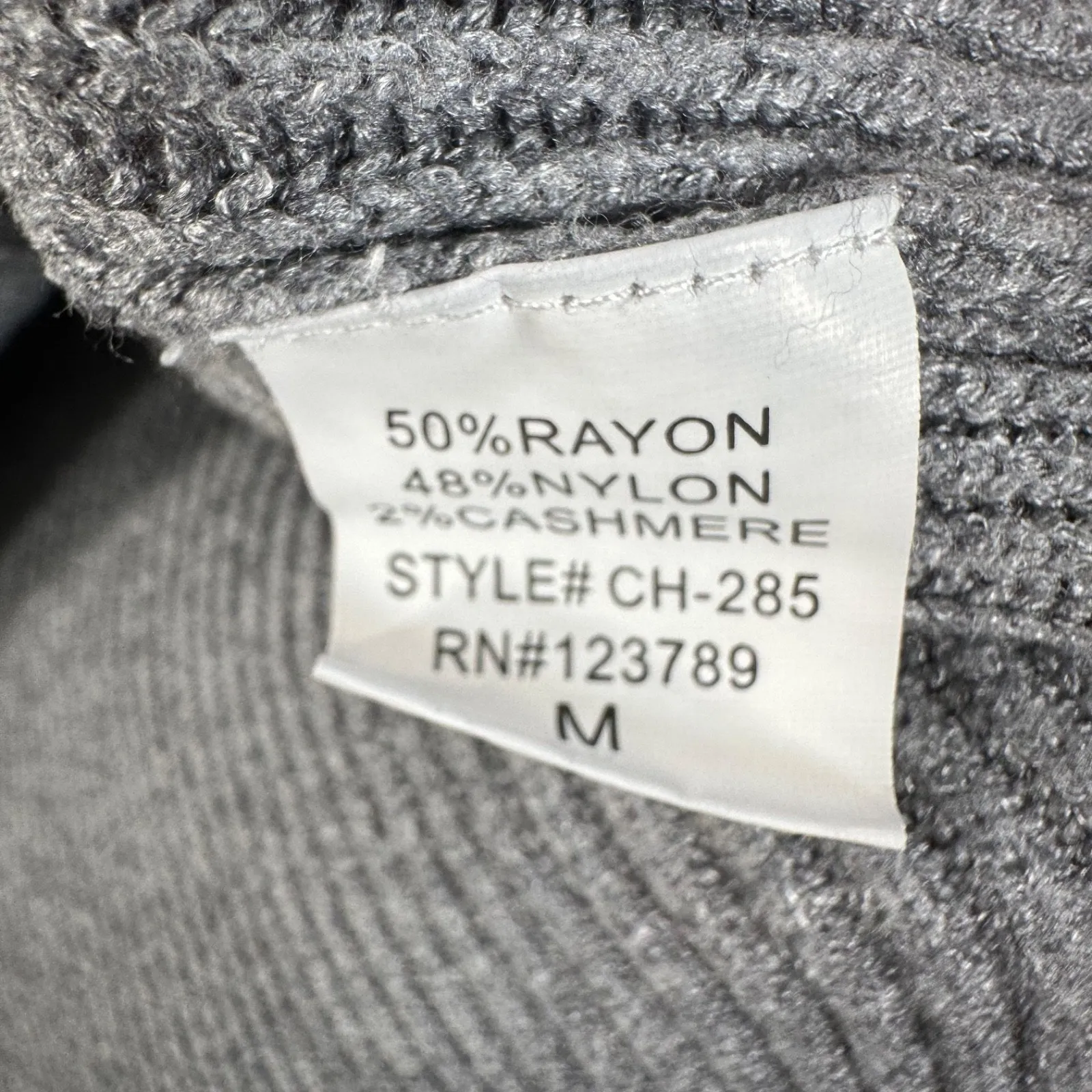 Charlotte Avery Ribbed Knit Turtleneck Sweater Women's Medium Oversized Gray - Image 9