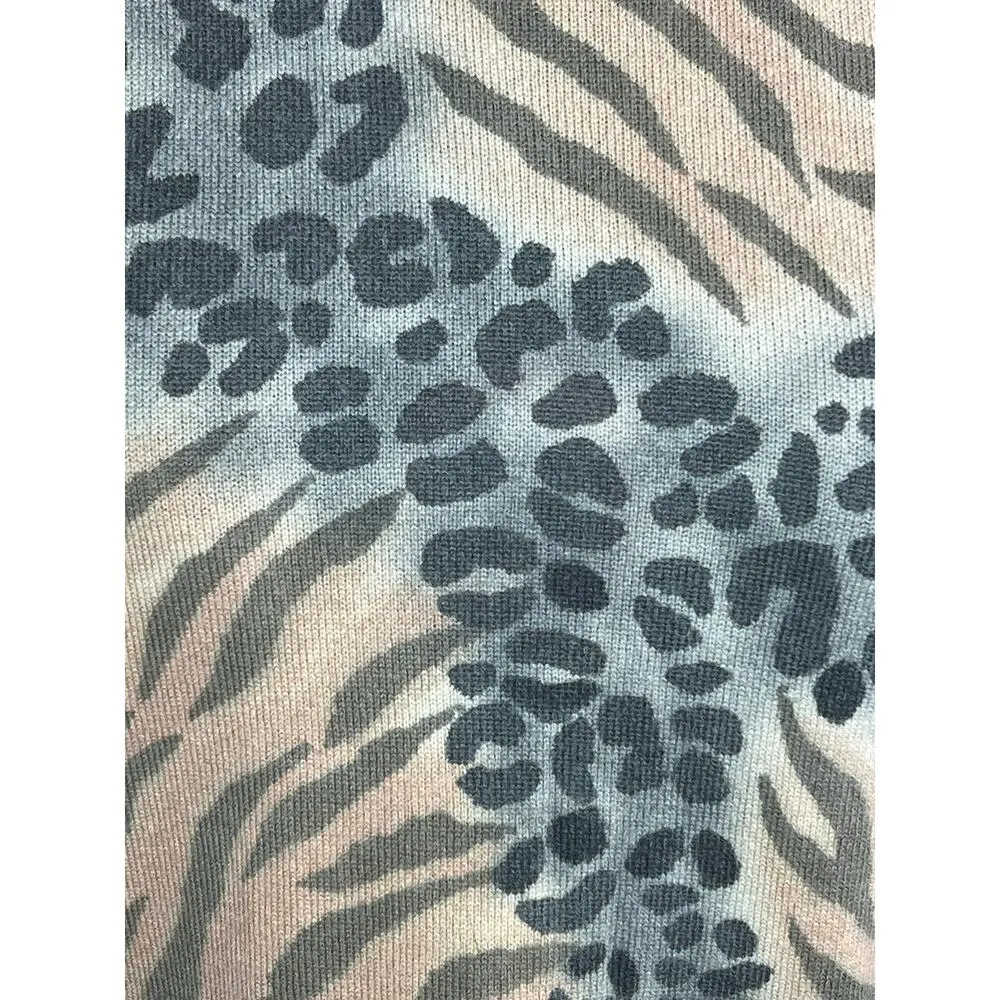 Cashmere les copains sweater leopard tiger print mock neck Tan Size M - Image 3