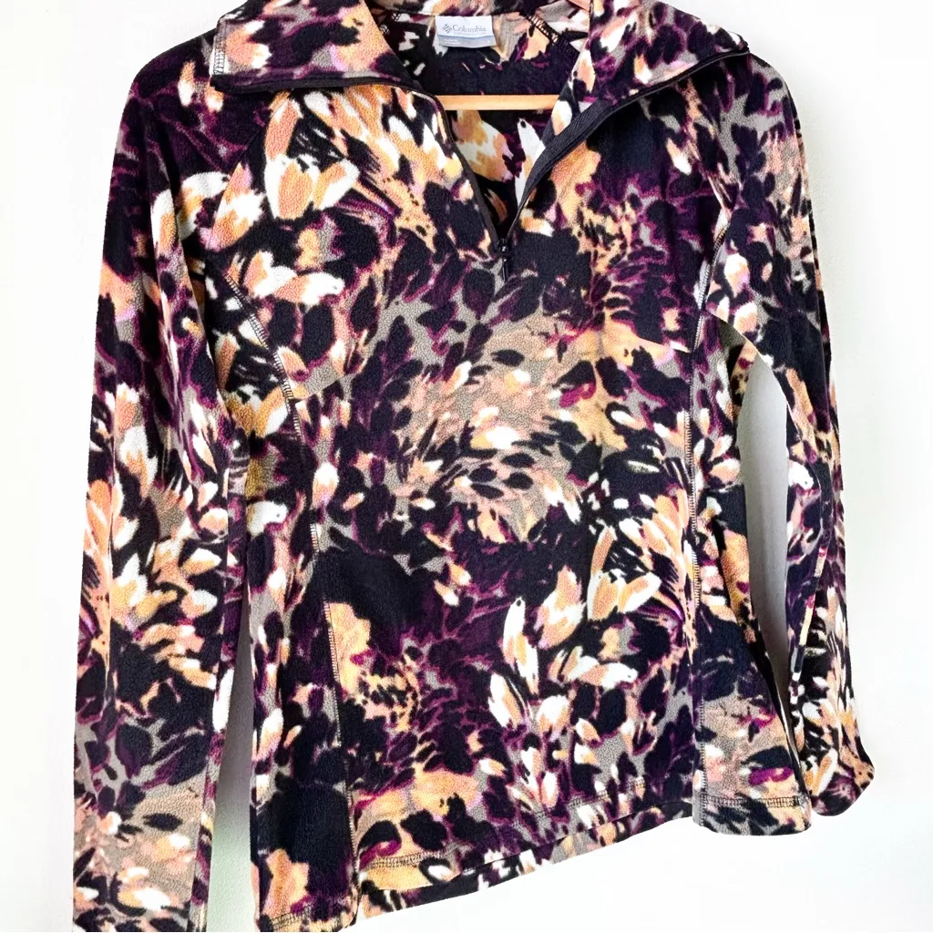 Columbia Women’s Fleece 1/4 Zip Pullover in Artic Air Floral Small - Image 3