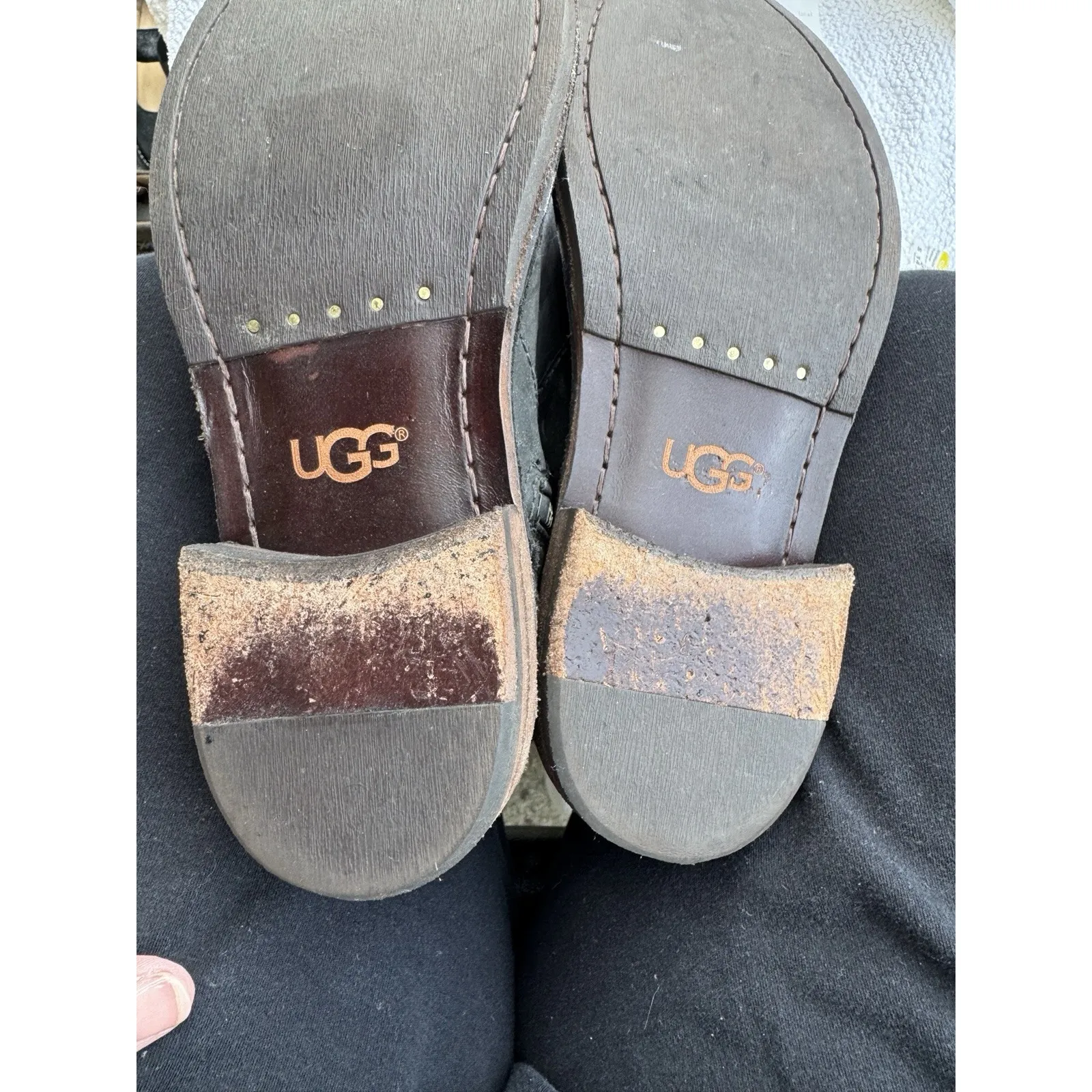 UGG Conor Quilted Black Leather Australia Mid Moto Boots Size 6 Bike‎ - Image 7