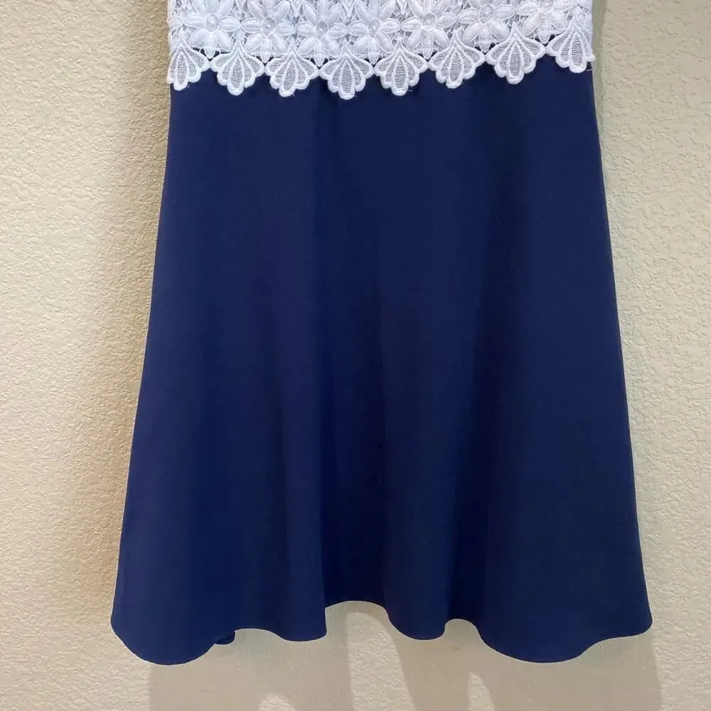 LILLY PULITZER Carolyn Lace Dress True Navy Preppy Coastal Size 4 - Image 8