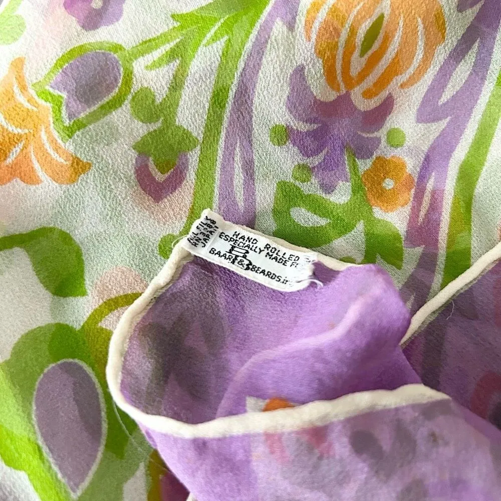 Vintage Baar and Beards 100% Silk Floral Scarf 60s - Image 3