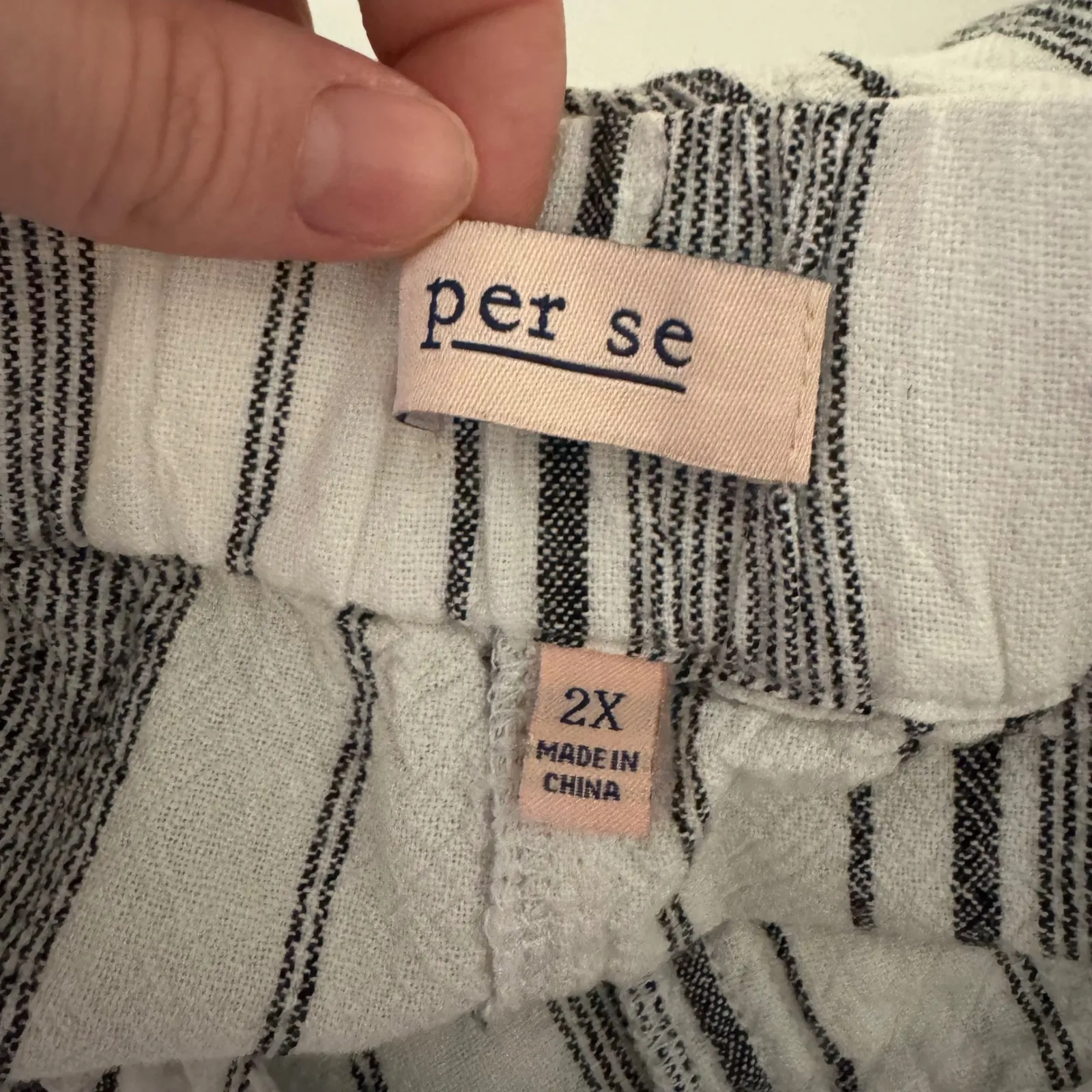 Per Se Linen Blend Cropped Pants Size 2X Striped Drawstring‎ Vacation Coastal - Image 7