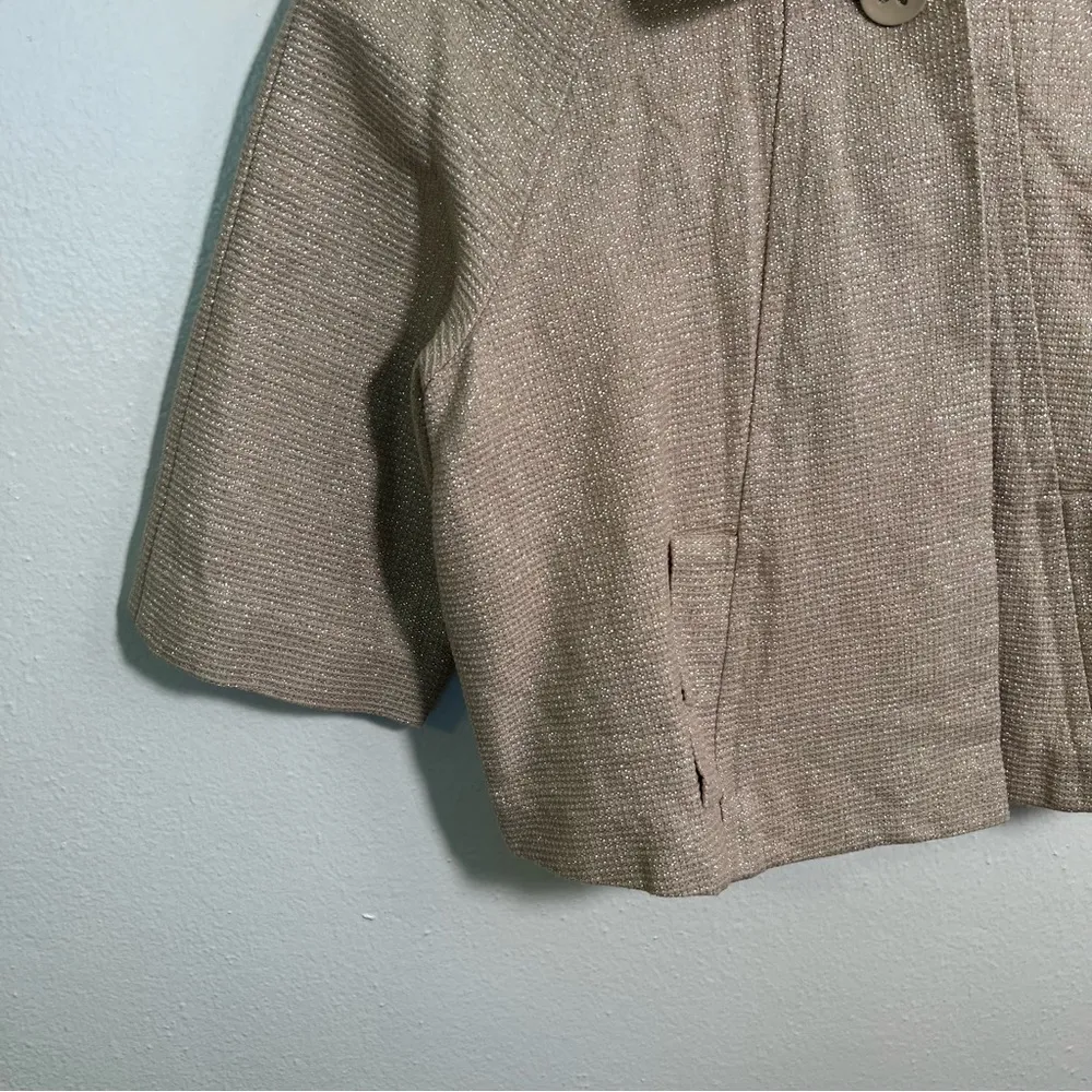 A.n.a. One Button Blazer Beige Silver Metallic M - Image 4