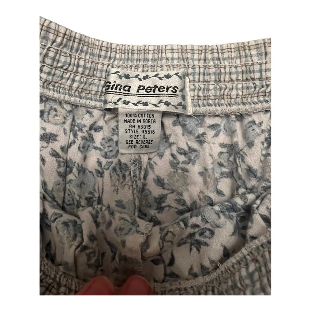 Vintage Cottagecore Cotton Ditzy Floral Shorts L Blue Size L - Image 2