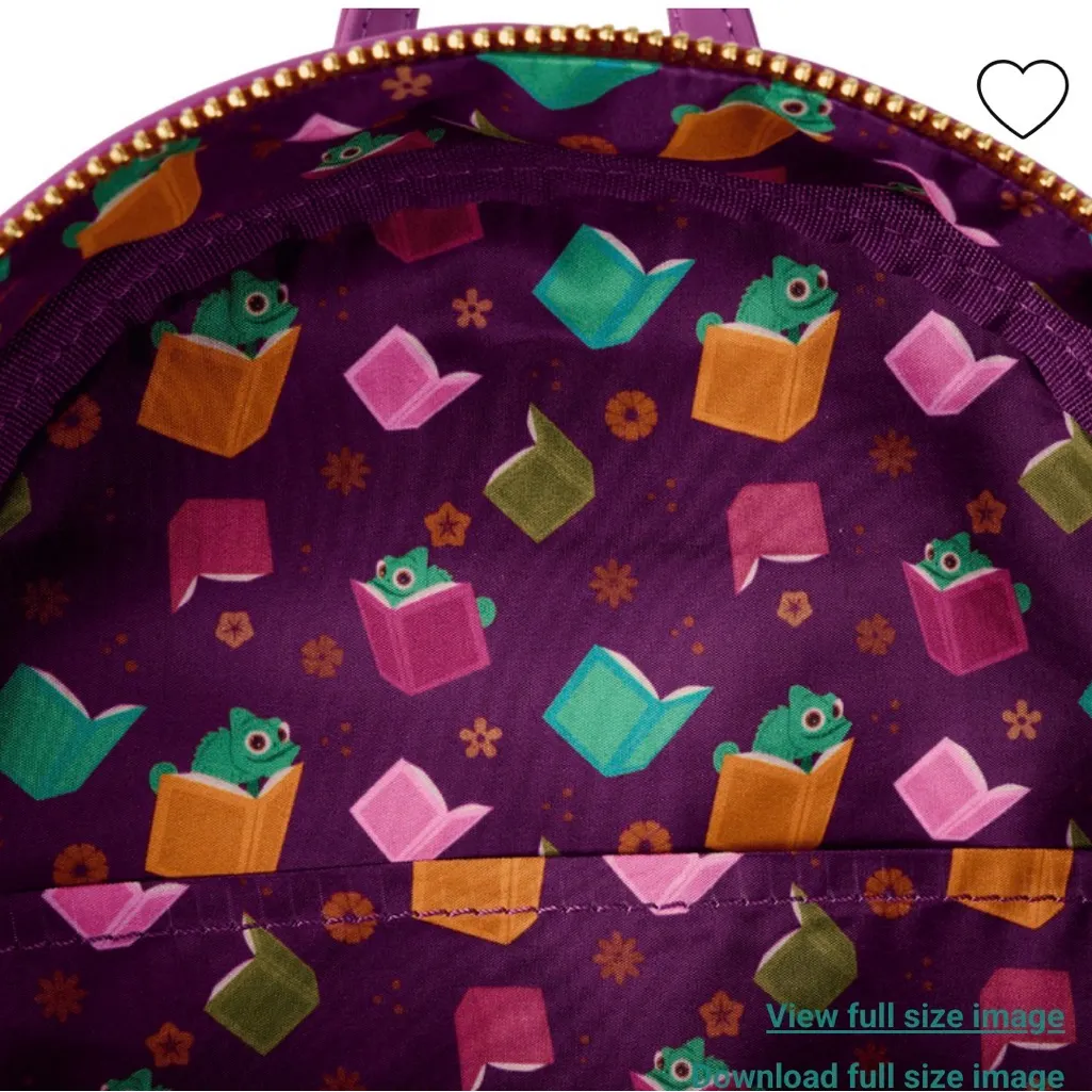 LOUNGEFLY DISNEY PRINCESS TANGLED RAPUNZEL STORY BOOKS PASCAL MINI BACKPACK BAG - Image 4