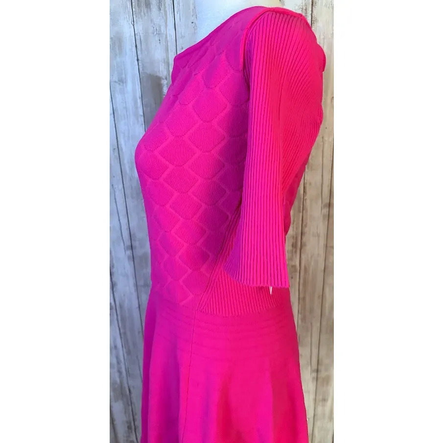 Eliza J Knit Fit and Flare Hot Pink Dress Size Small NWT - Image 5
