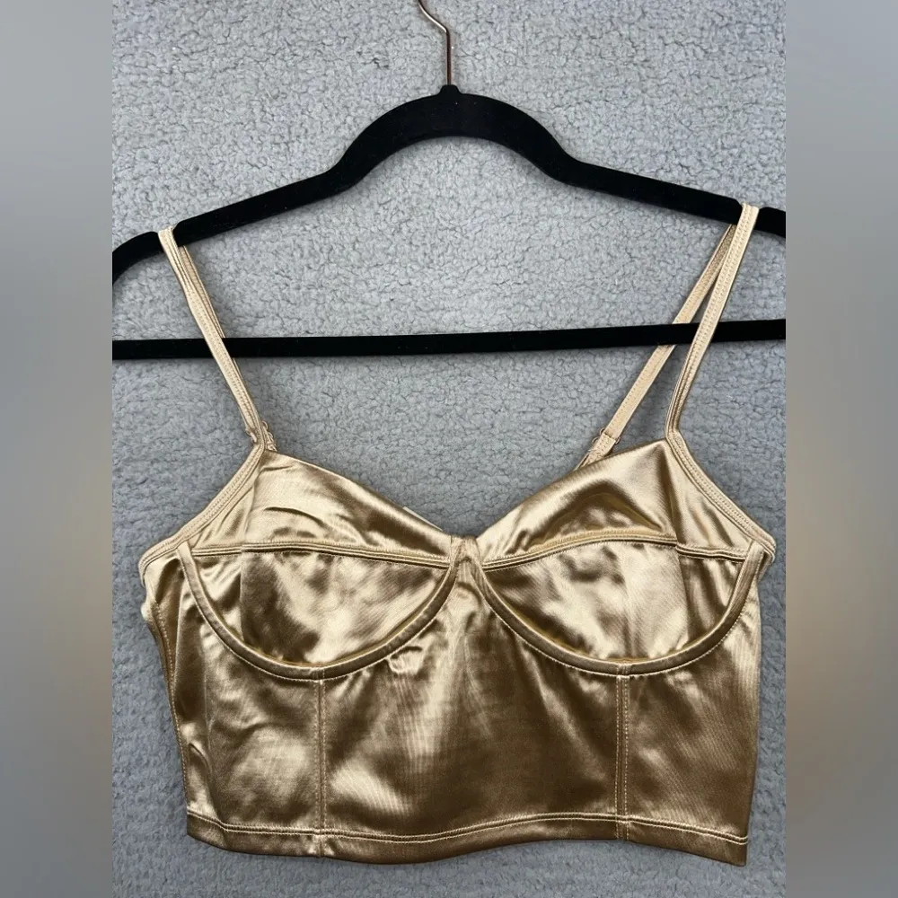 Free People Top Womens Medium Latte Casino Royal Brami Crop Smocked Back Y2K NEW - Image 4