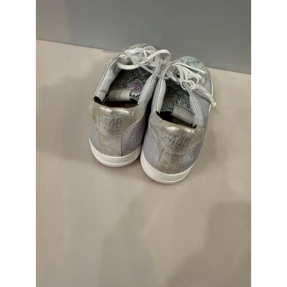 P448 John Sneaker Metallic Silver Pearl Low Top Shoes Snakeskin Sz 12/43 (new) - Image 4
