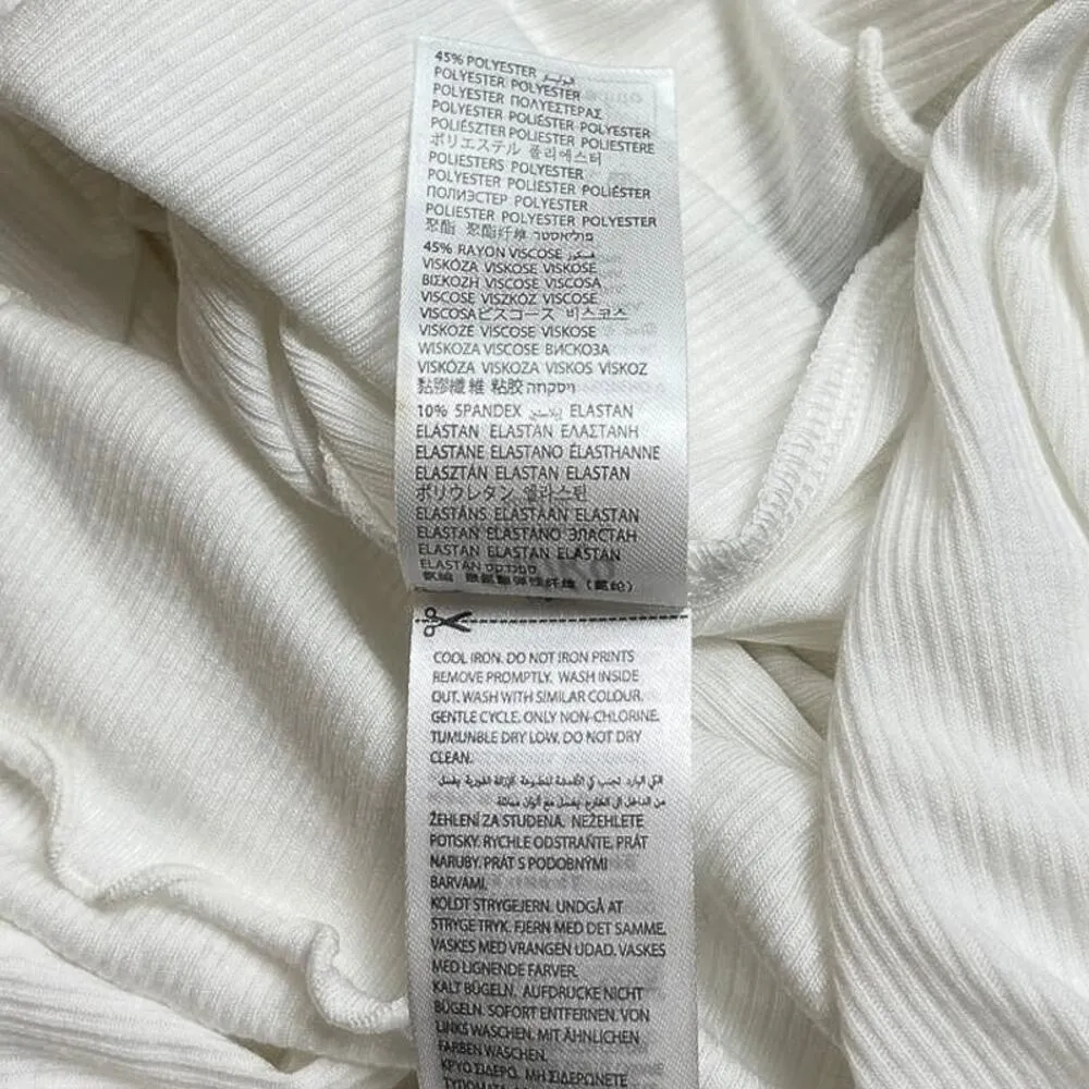 Adika NWT White Ribbed Knit High Neck Long Sleeve Pullover Crop Sweater Top XS - Image 6