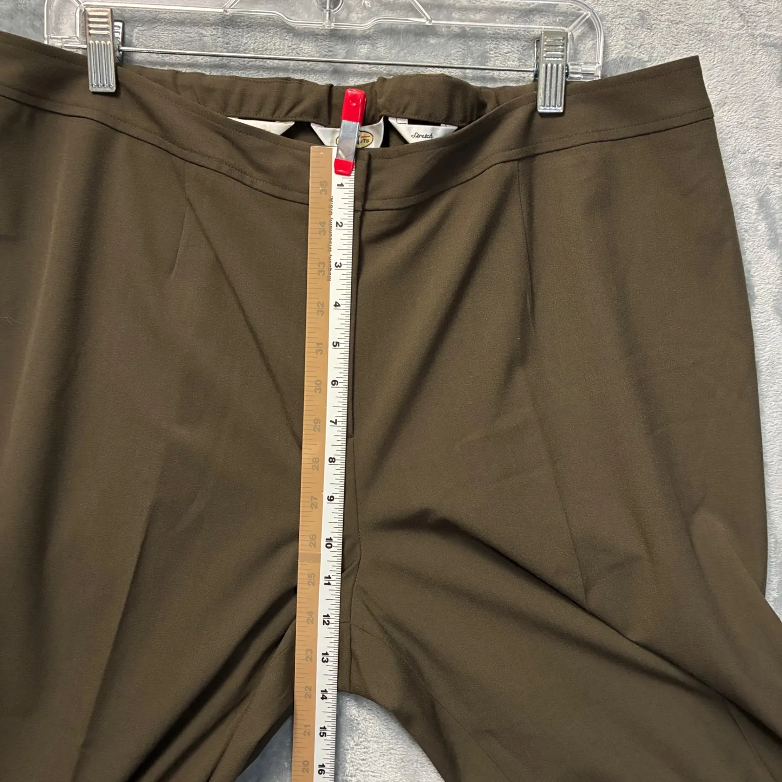 Talbots Woman Classic Fit Stretch Khaki Brown Wide Leg Career Pants Women's 18W - Image 10