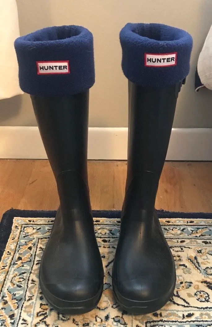 Hunter Fleece Navy Welly Socks - Image 2