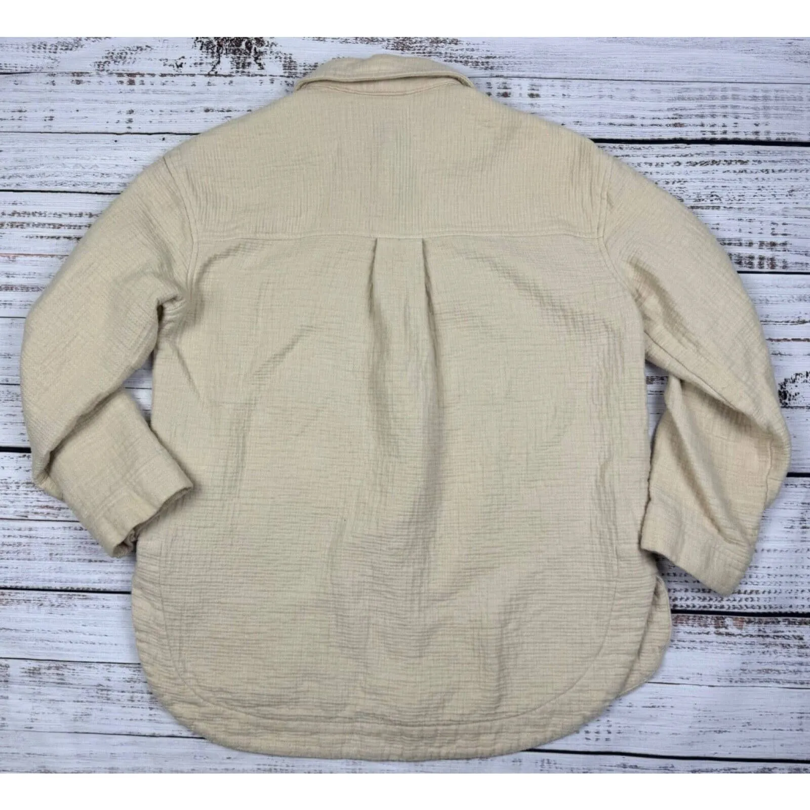 Madewell  Shirt Jacket Womens S Oatmeal Beige Waffleback Branner Pockets Button‎ - Image 10