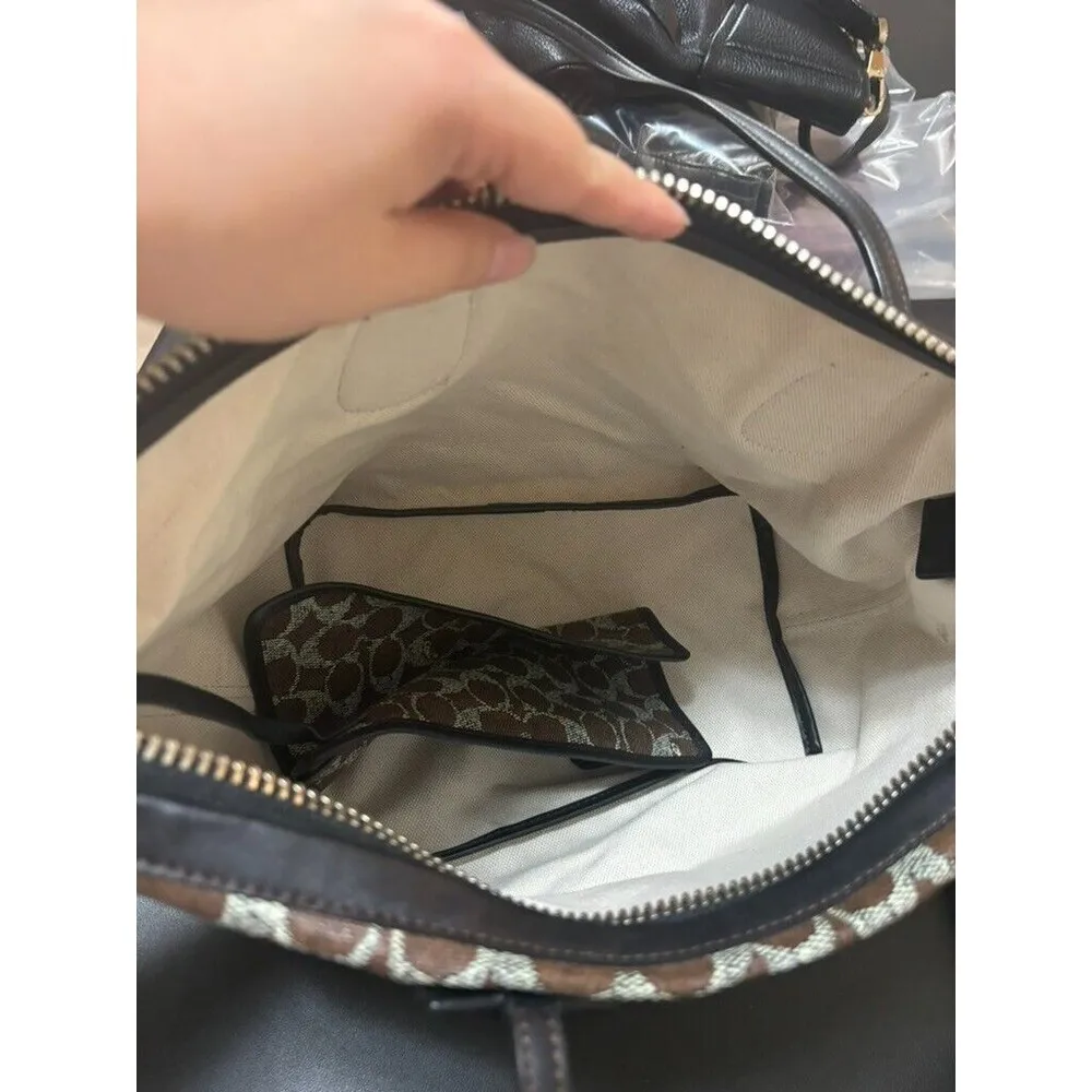 COACH F33504 TAXI ZIP TOP TOTE IN SIGNATURE COATED CANVAS WOMEN BAG BROWN - Image 8