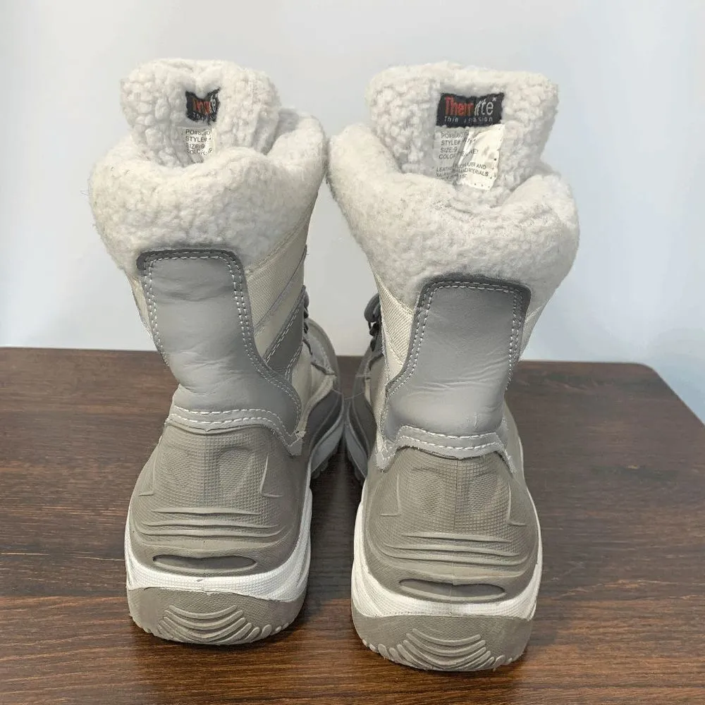 Itasca Leather Lace Up Ankle Thin Insulation Winter Boots Gray & White Size 9 - Image 8