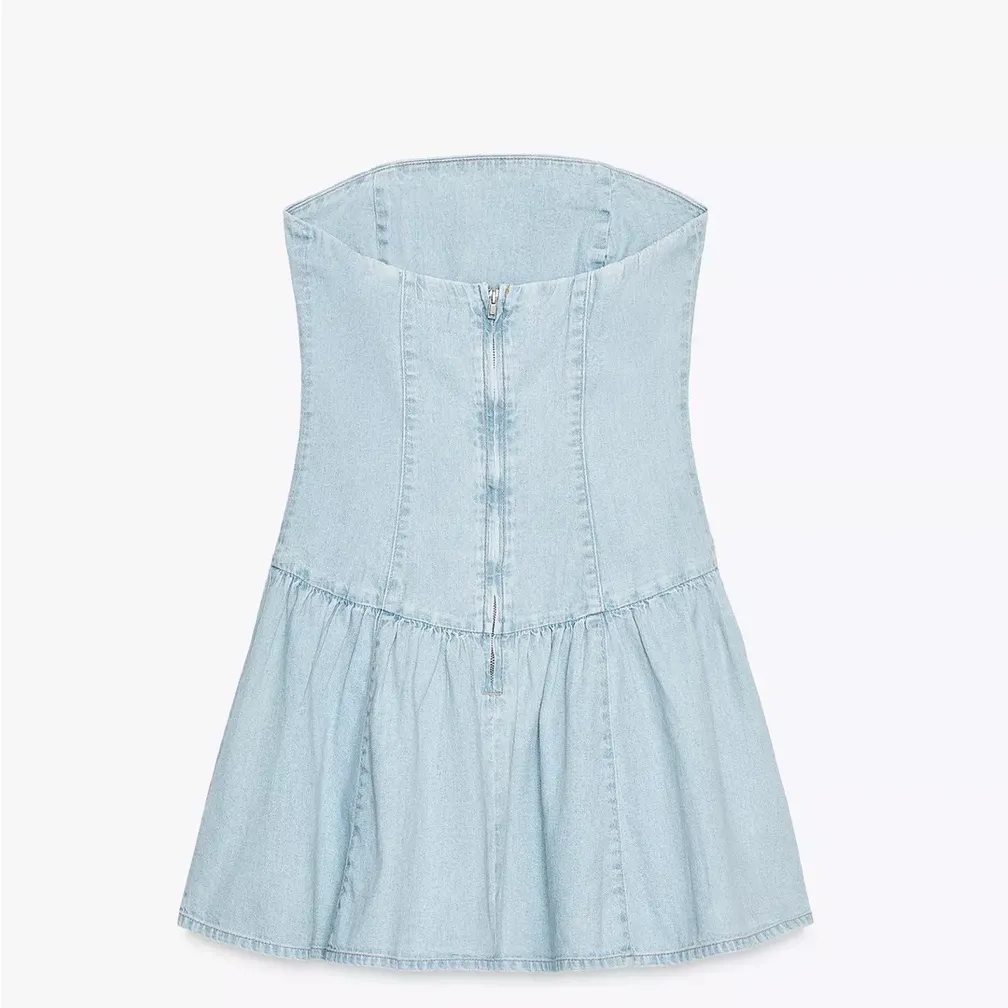 ZARA Denim Bandeau Dress - Image 6