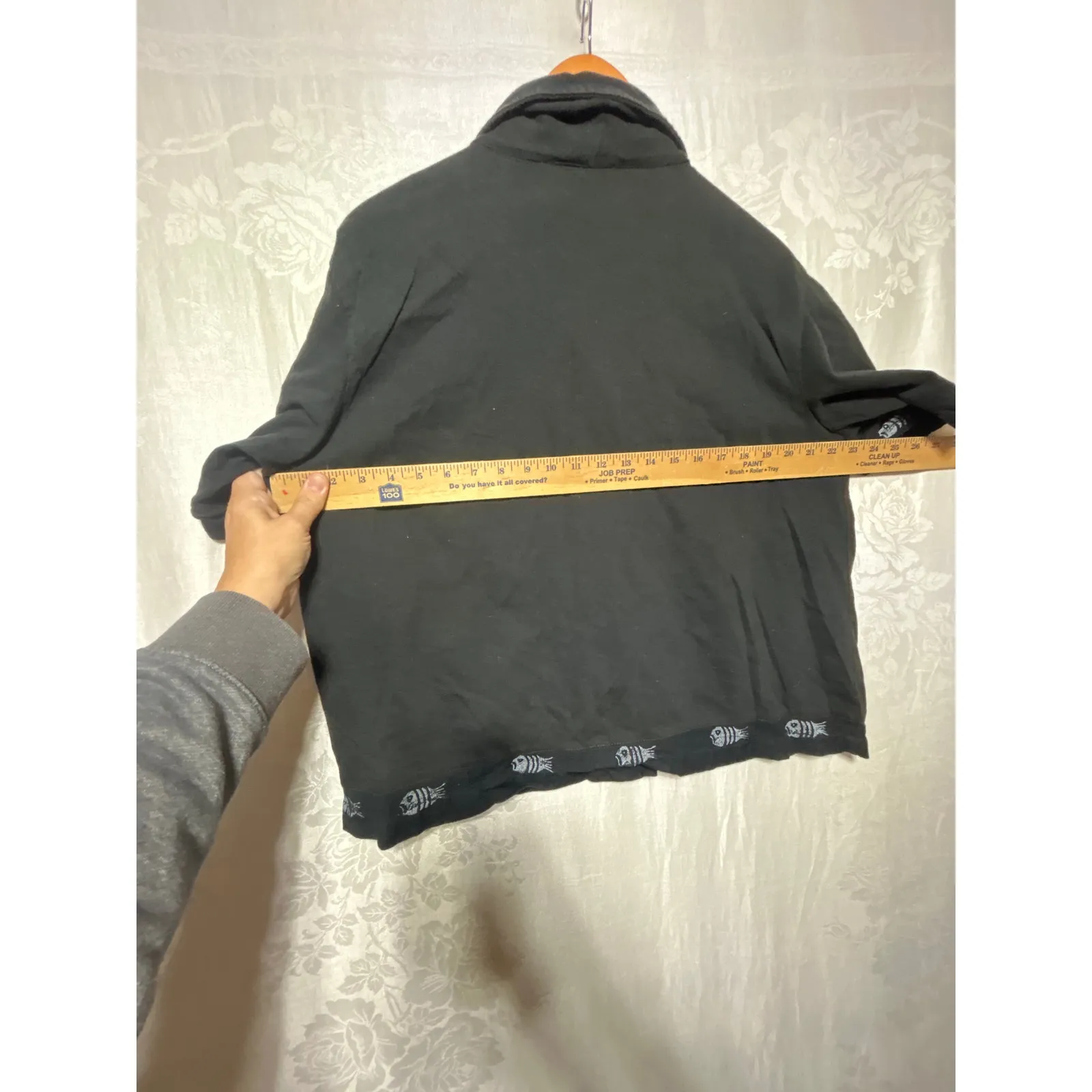 Vintage Button Up XL Black White Applique Fish Palm Trees Cat Boxy Cottage - Image 6