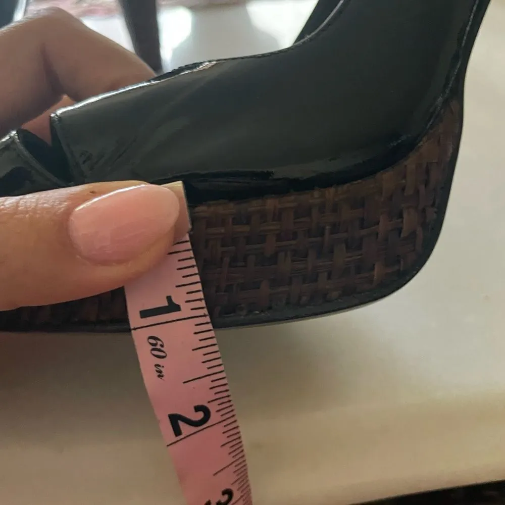 Stuart Weitzman Wicker Patent Leather Platforms Heels- Size 9 - Image 7