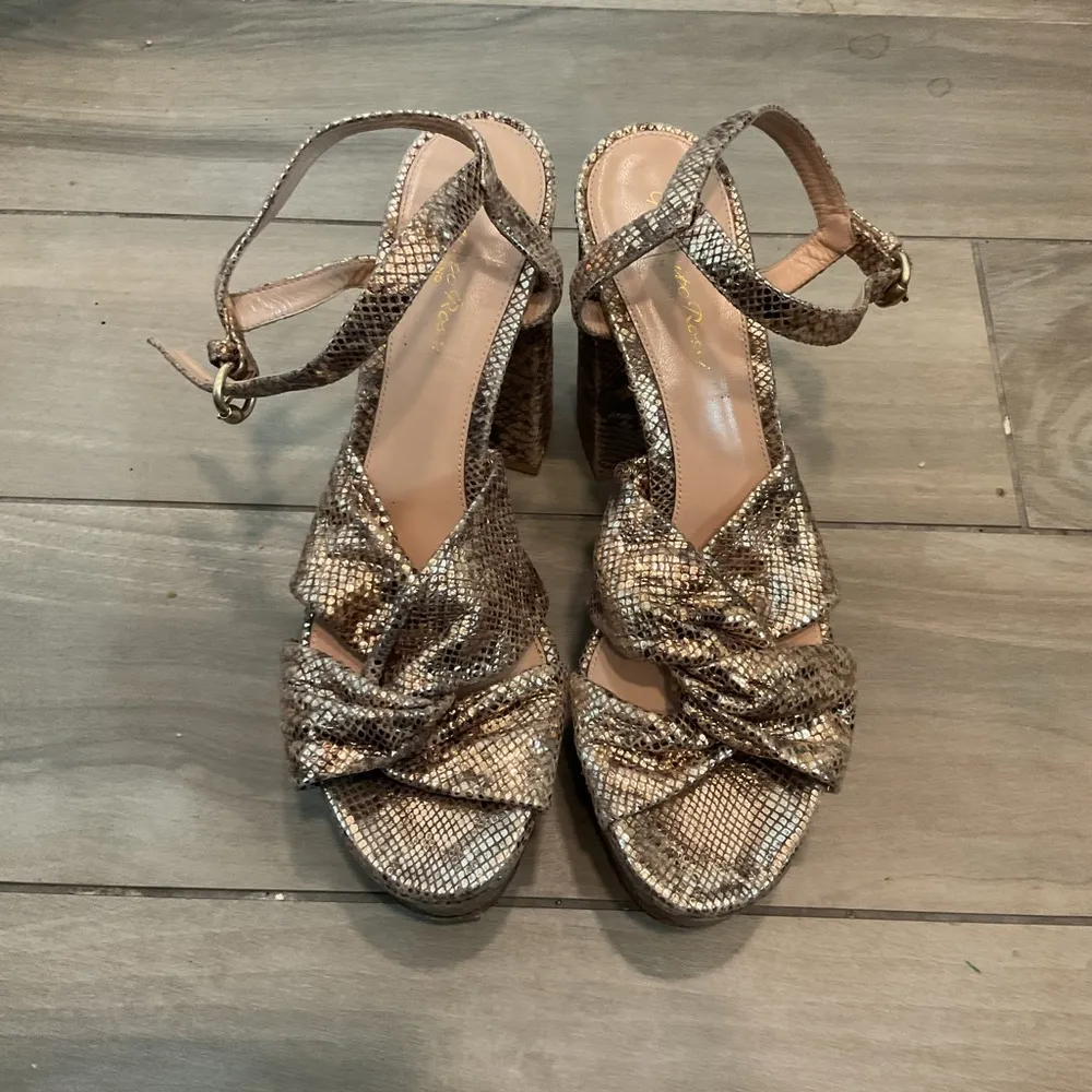Vintage Python Snakeskin leather platform heels shoes sz 39.5 - Image 7