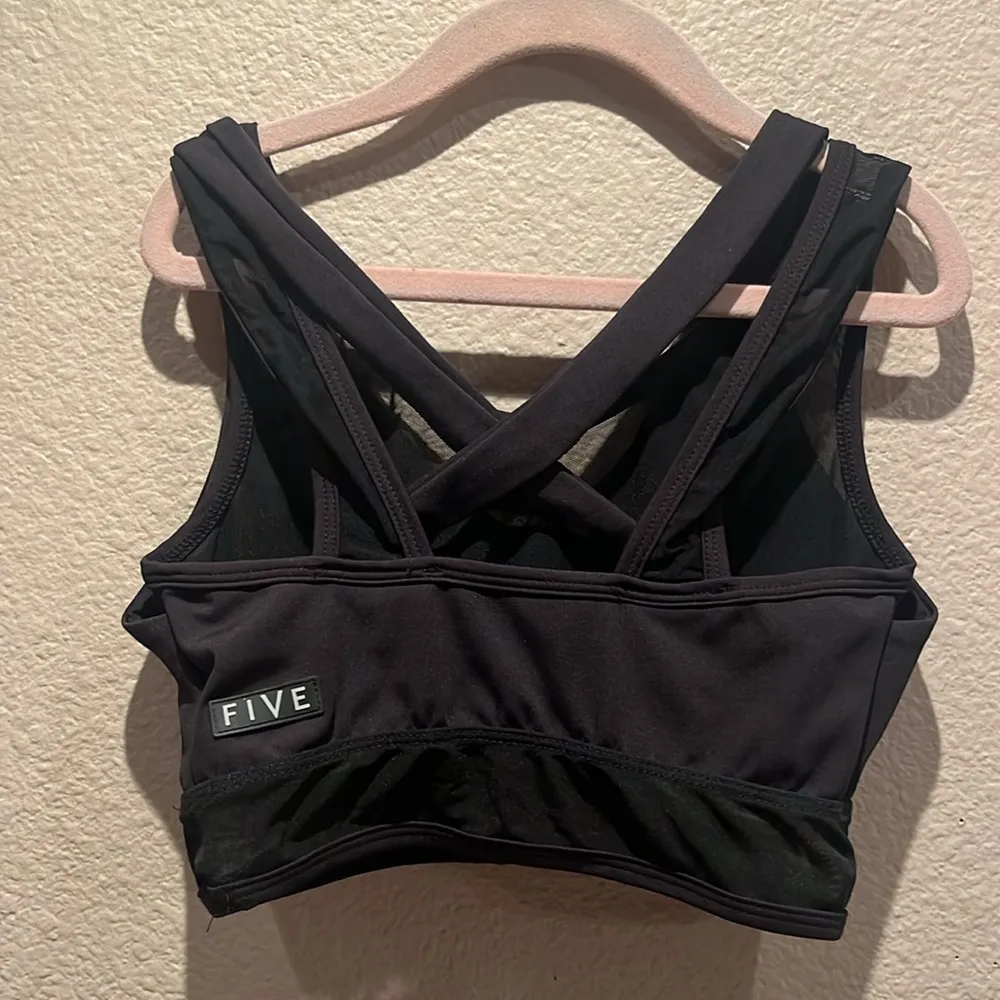 Five Dance Women’s Black Mesh Strappy Layered Sports Bra Black Size XS - Image 6