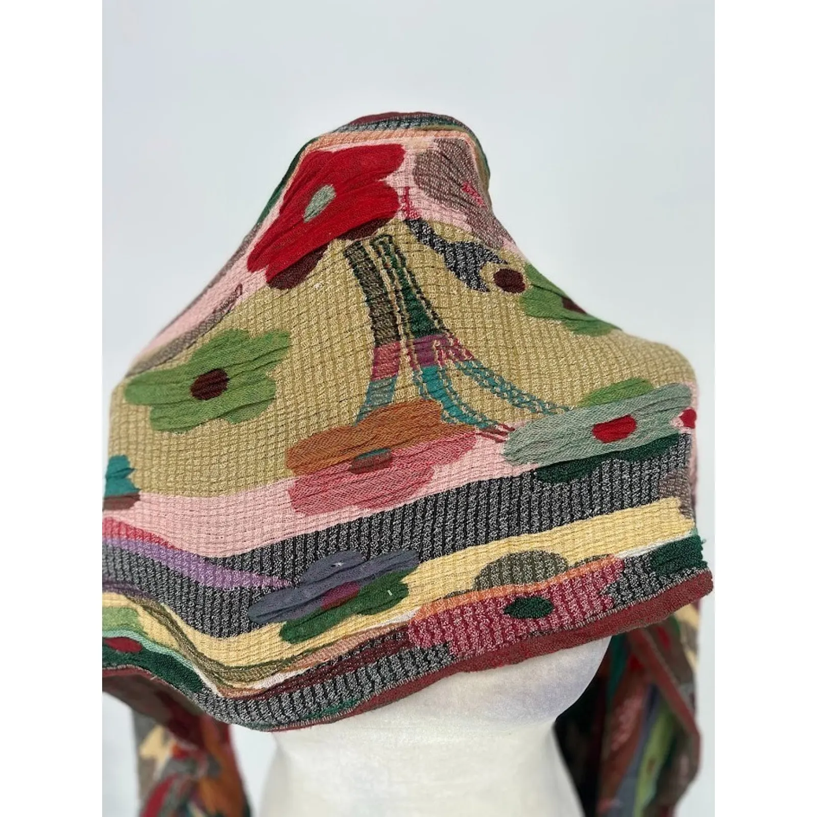 Tolani Viscose Multicolor Fringe Flower Floral 13"x77" Scarf Wrap Shaw Rectangle - Image 2