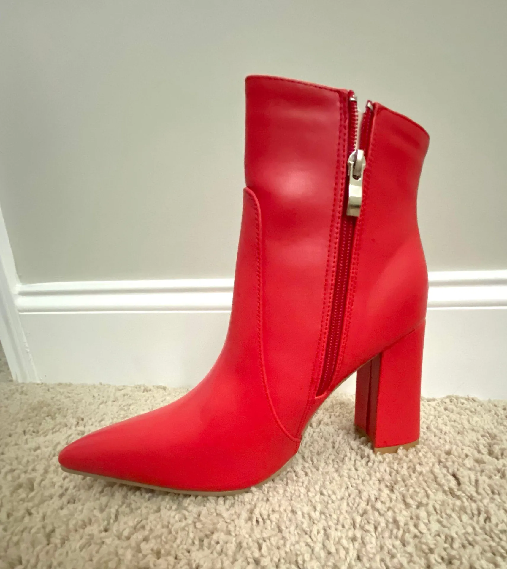 Red Heeled Booties Size 8.5 - Image 3