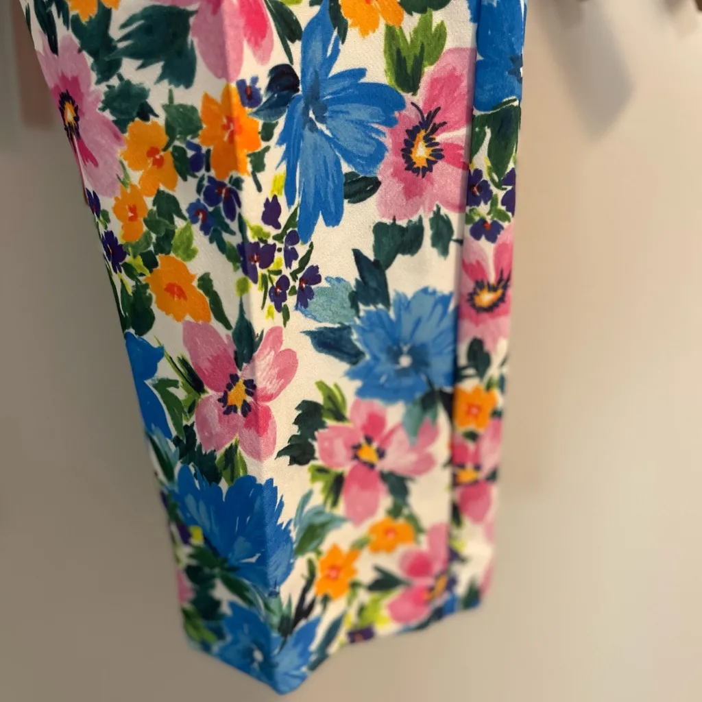 Zara Women’s Hi Waist Cropped Multicolor Floral Pants Sz M Spring, Workwear 💐 - Image 8
