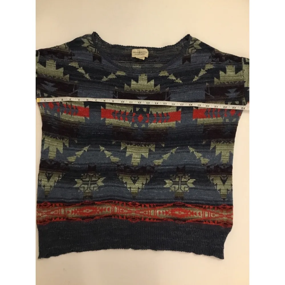 Denim & Supply Ralph Lauren Blue Aztec Scoop Neck Top Sweater Sz M - Image 5