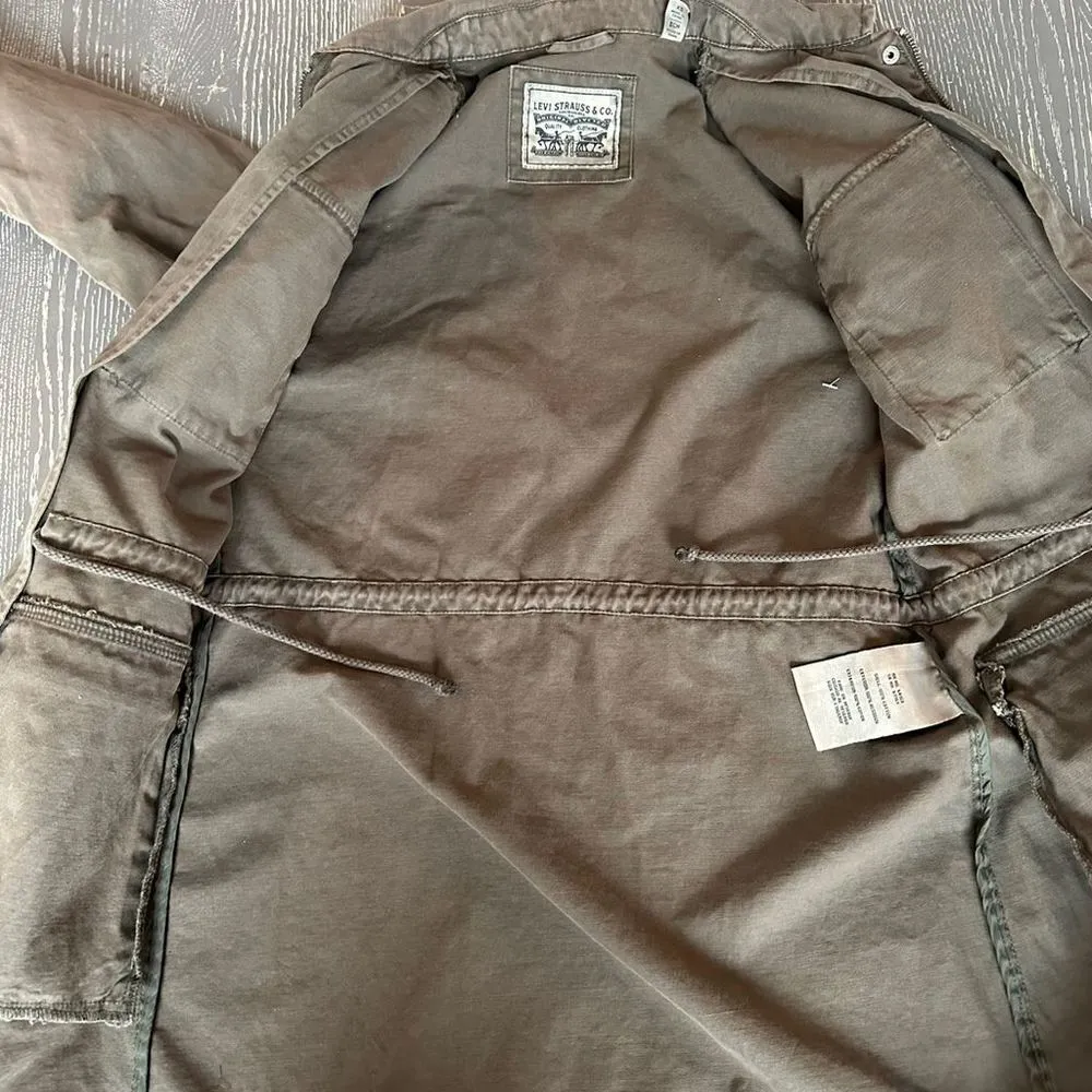 Levi's Women's XS Green Military Jacket Embroidered Gold Stud Accents Cotton - Image 15