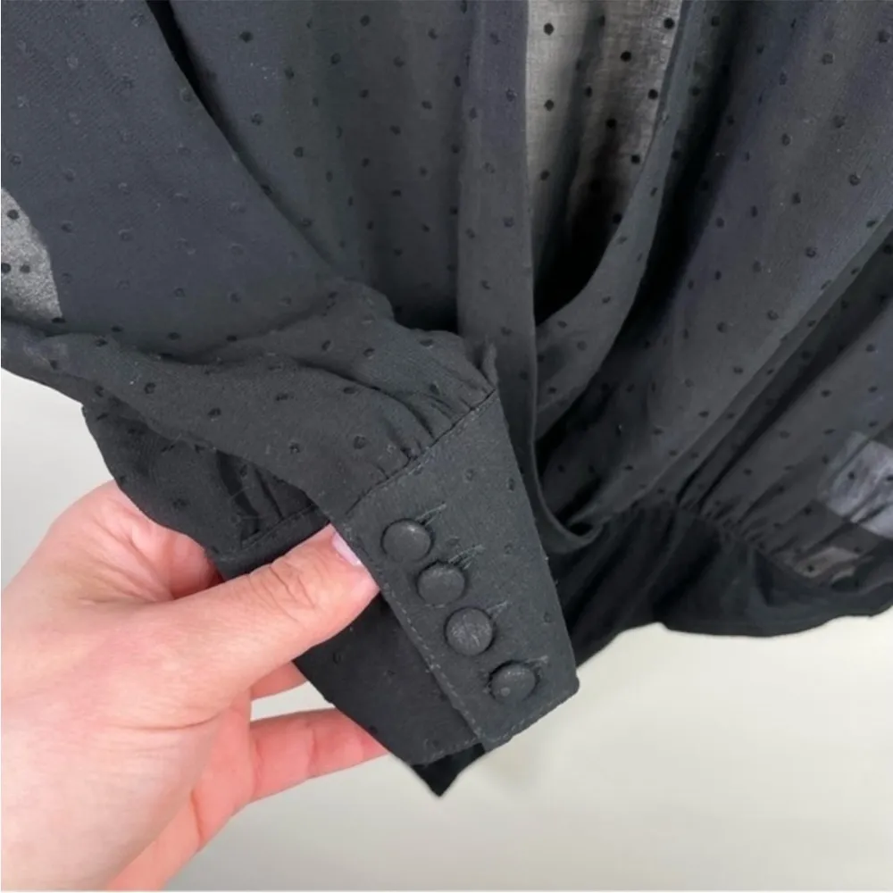 By The Way Black‎ Sheer Swiss Dot Long Sleeve Bodysuit - Image 7