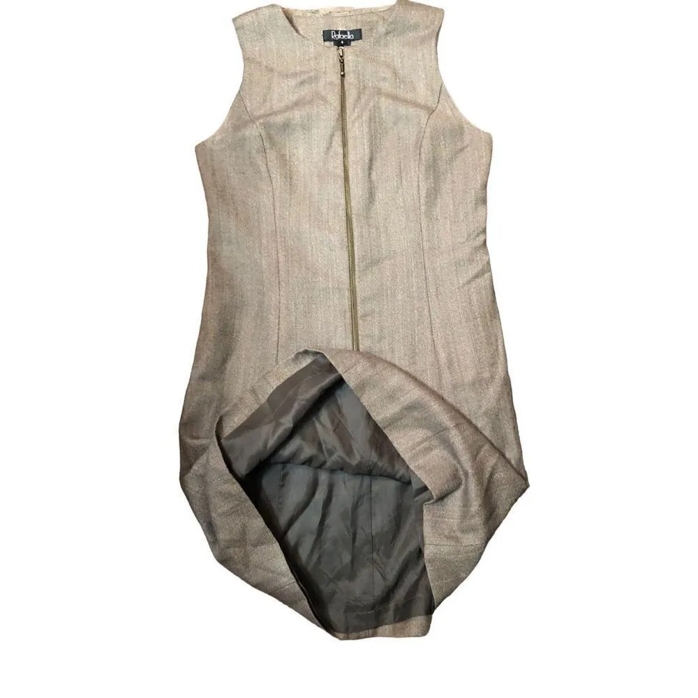 Rafaella pure wool sheath gray taupe front zip accent sheath career dress Size 4 - Image 7