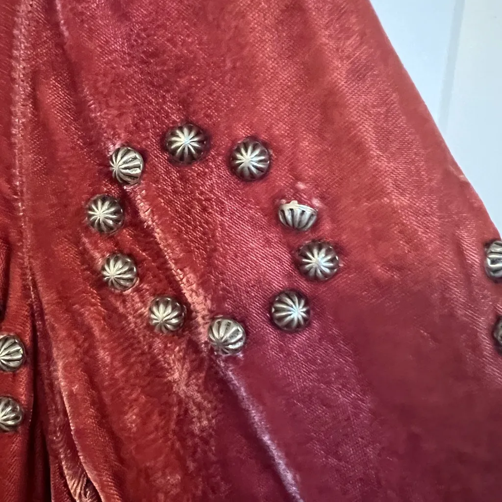 Vintage Double D Ranch Crushed Velvet
Dress Stud Detail Small Copper Red - Image 5
