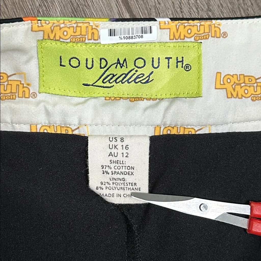 Loudmouth 16" Golf Skirt Black Multicolor Skort Size 8 - Image 7