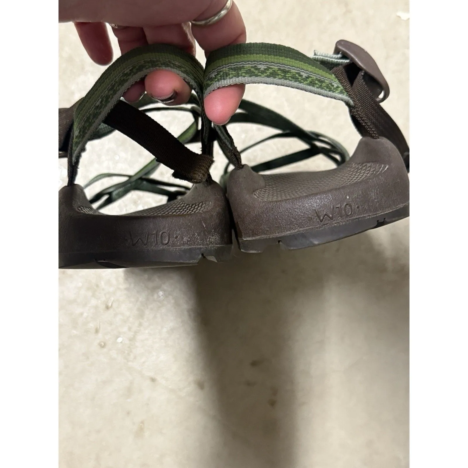 Chaco Zx/2 Unaweep Toe Loop Adjustable‎ Water Sport Sandals Green Strappy Sz 10 - Image 5