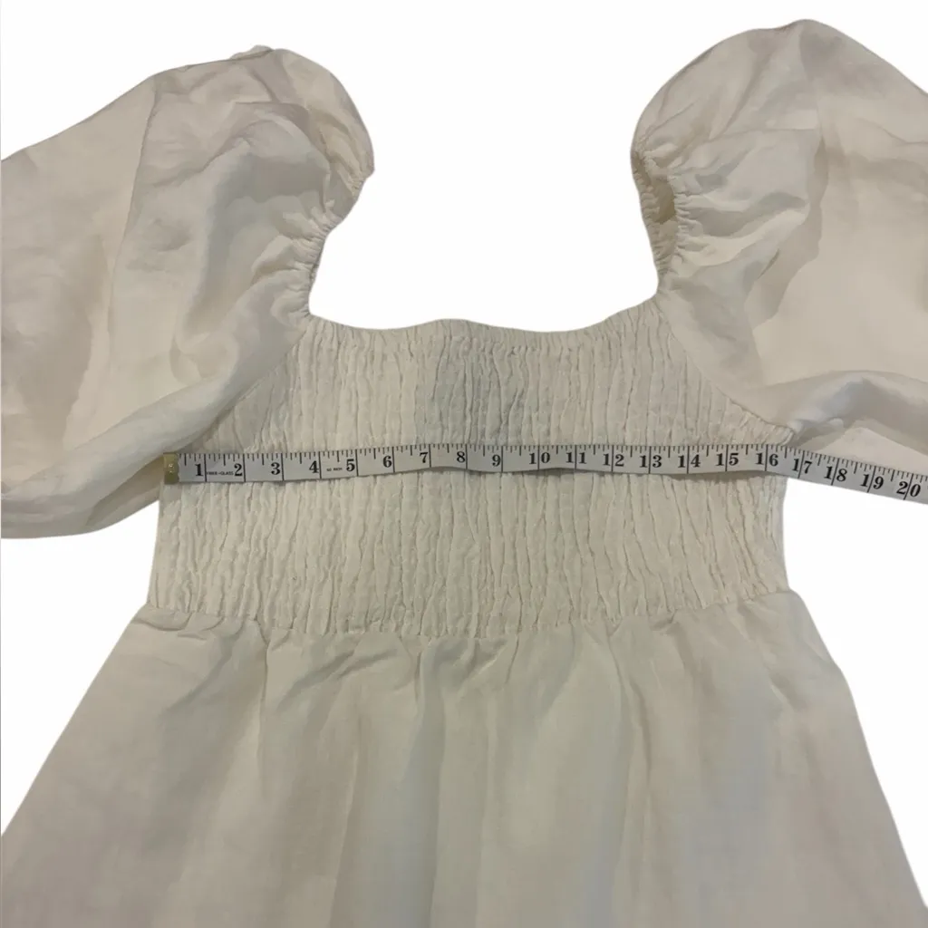 Tuckernuck Annie White Linen Smocked Peasant Dress Size XXL Coastal Old Money - Image 8