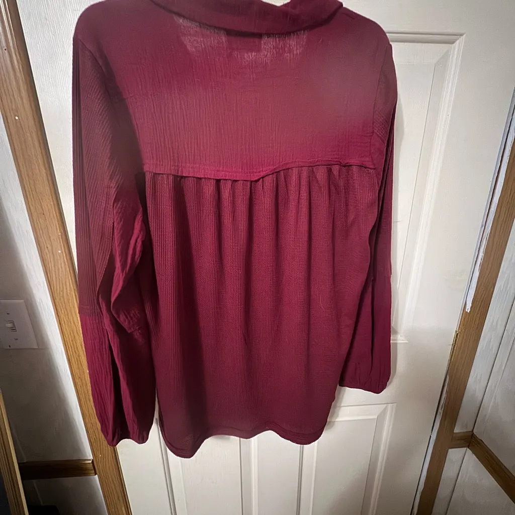 Andree Burgundy Women's Blouse - Image 3